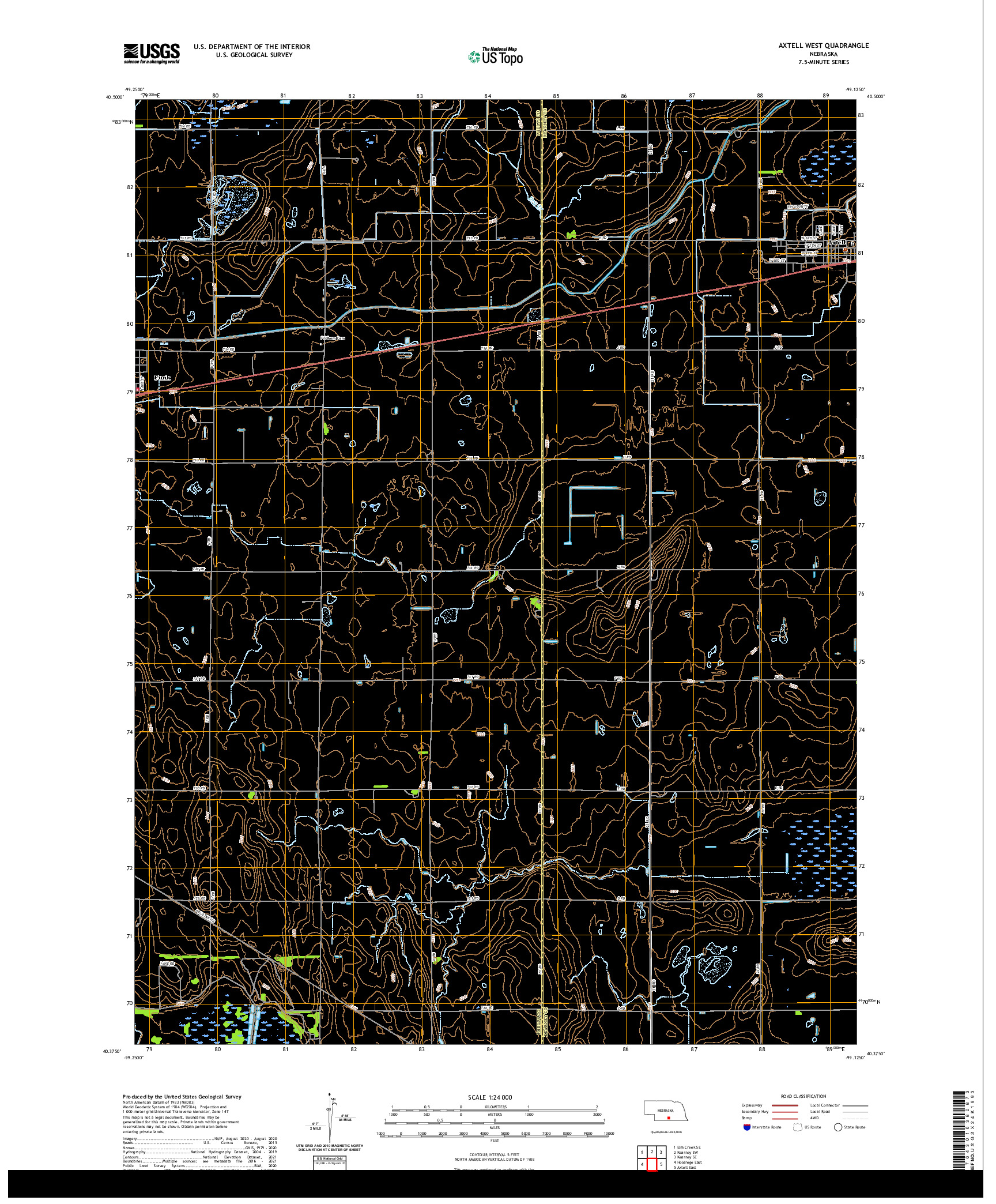 USGS US TOPO 7.5-MINUTE MAP FOR AXTELL WEST, NE 2021