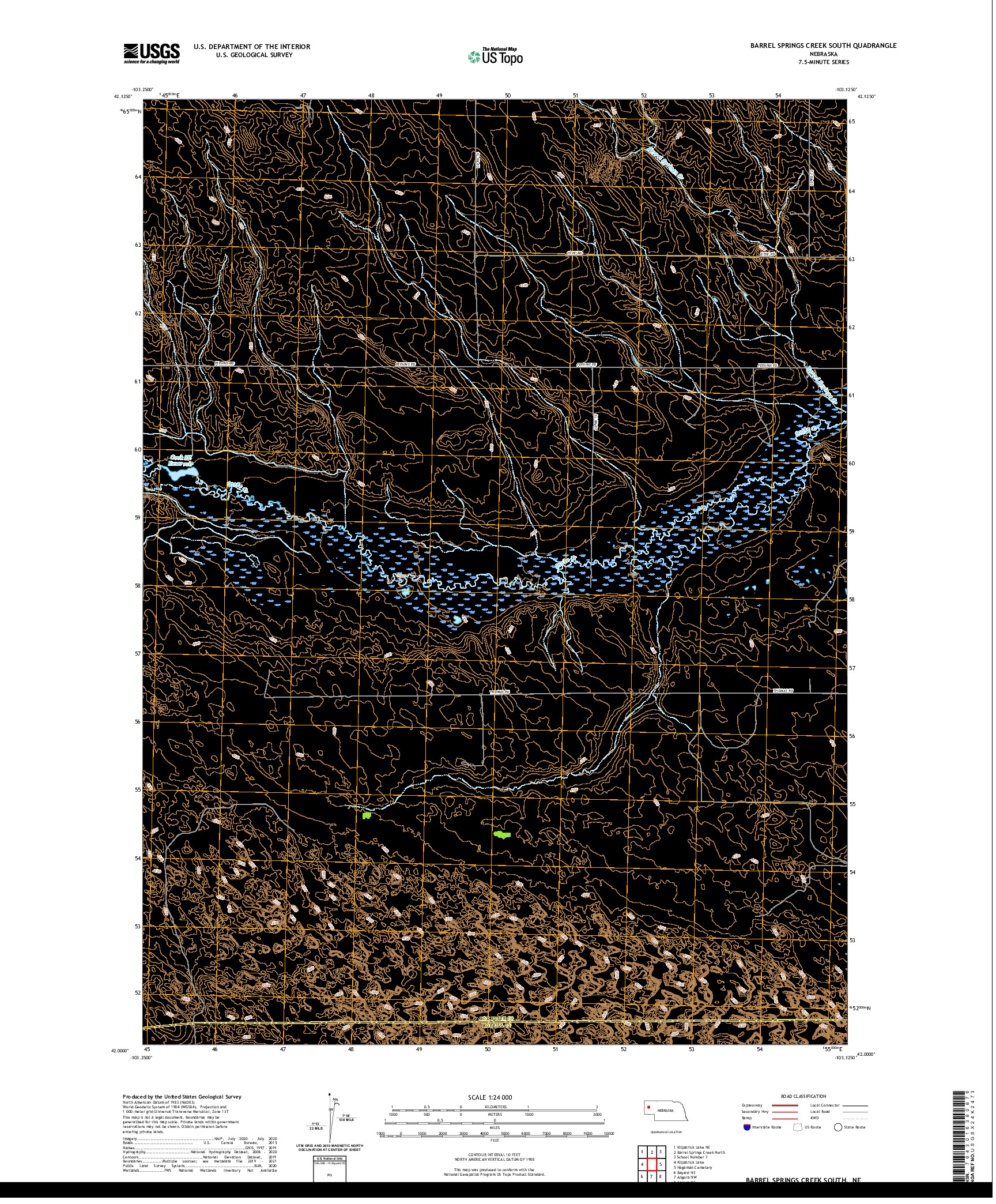 USGS US TOPO 7.5-MINUTE MAP FOR BARREL SPRINGS CREEK SOUTH, NE 2021