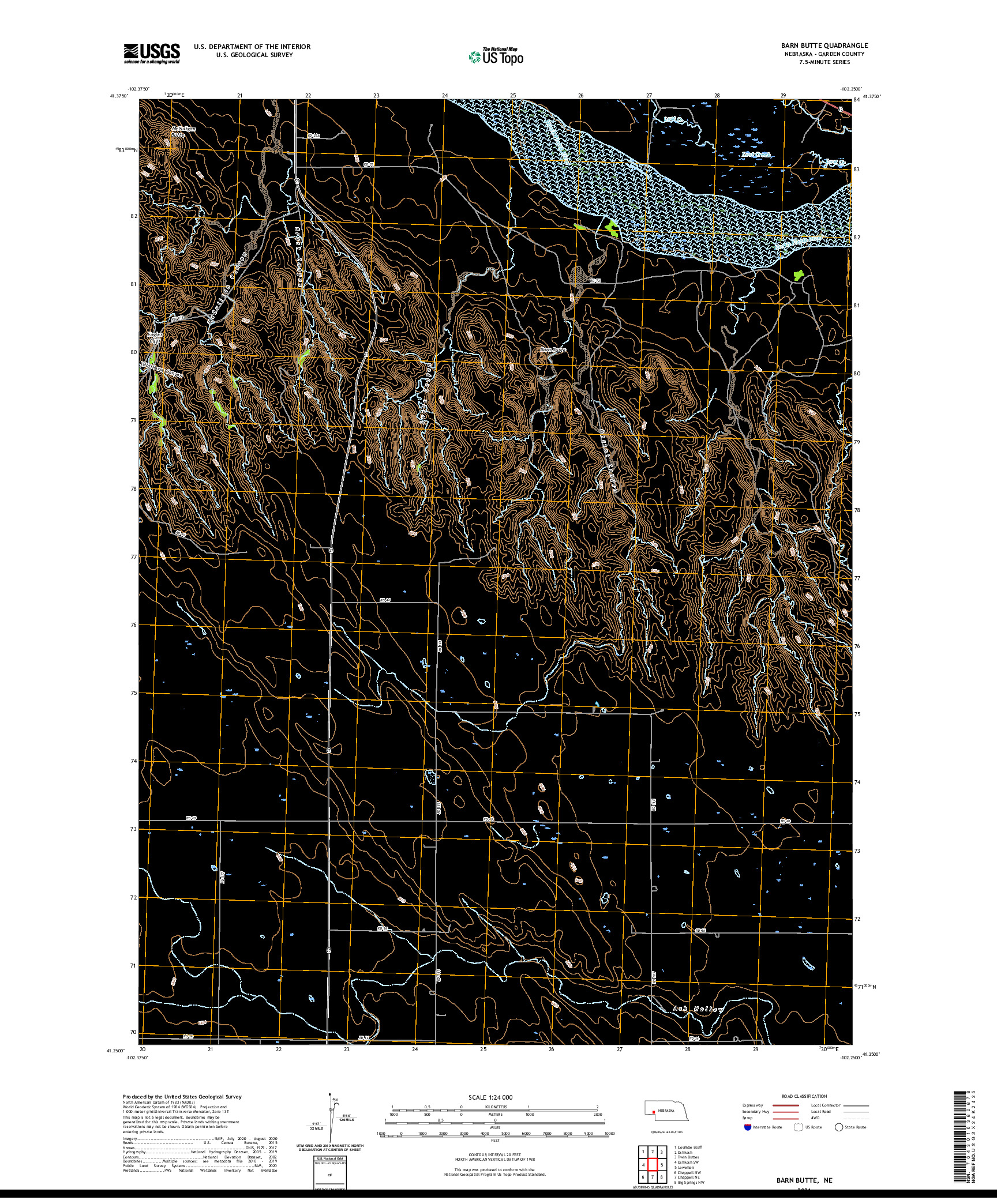 USGS US TOPO 7.5-MINUTE MAP FOR BARN BUTTE, NE 2021