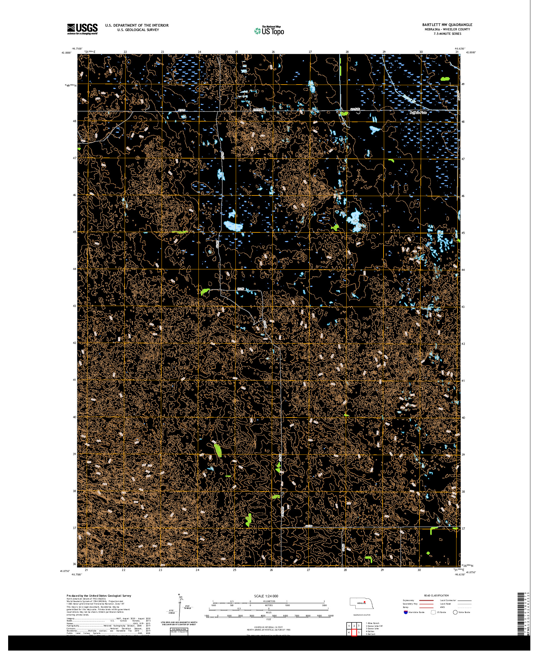 USGS US TOPO 7.5-MINUTE MAP FOR BARTLETT NW, NE 2021