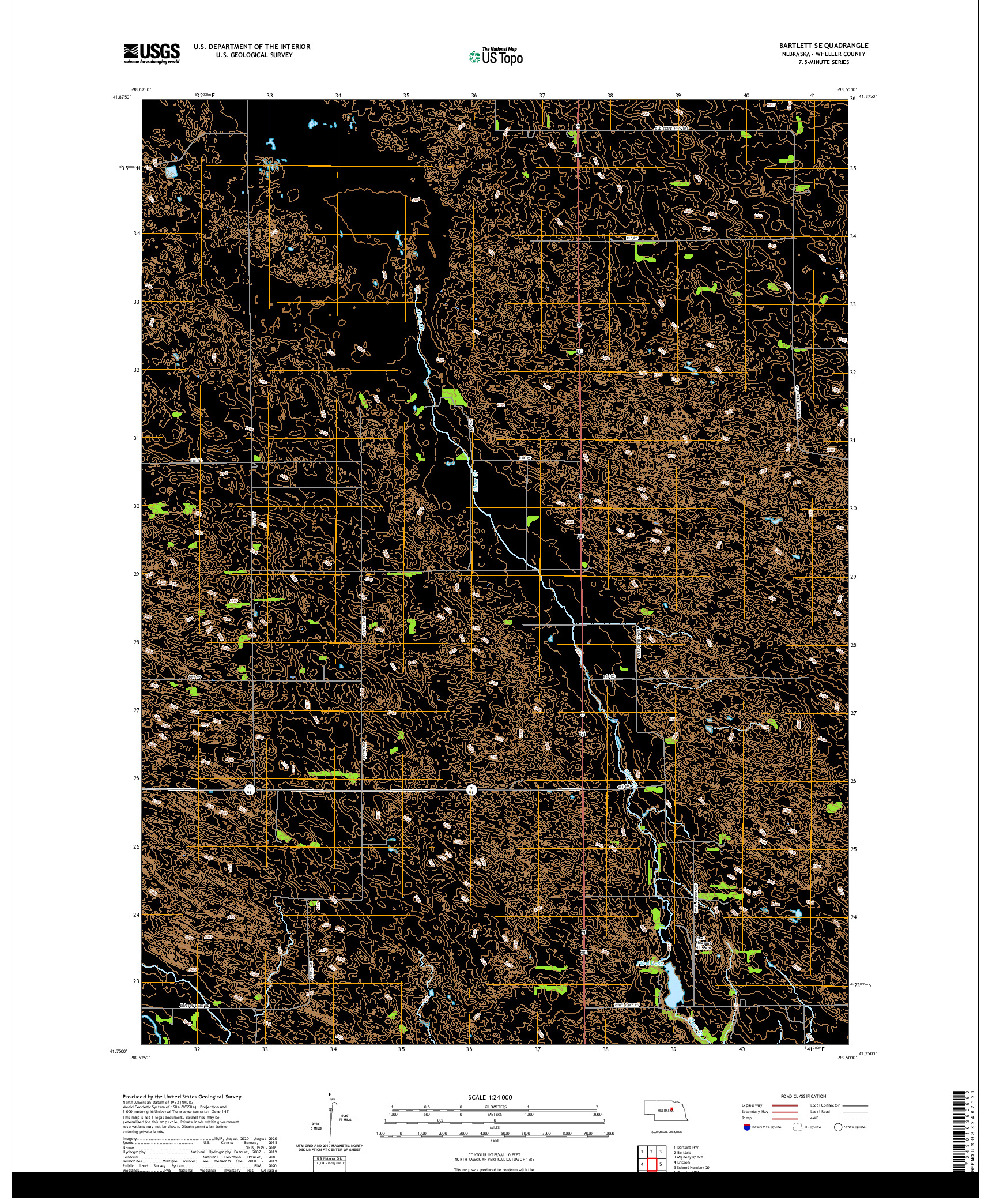 USGS US TOPO 7.5-MINUTE MAP FOR BARTLETT SE, NE 2021