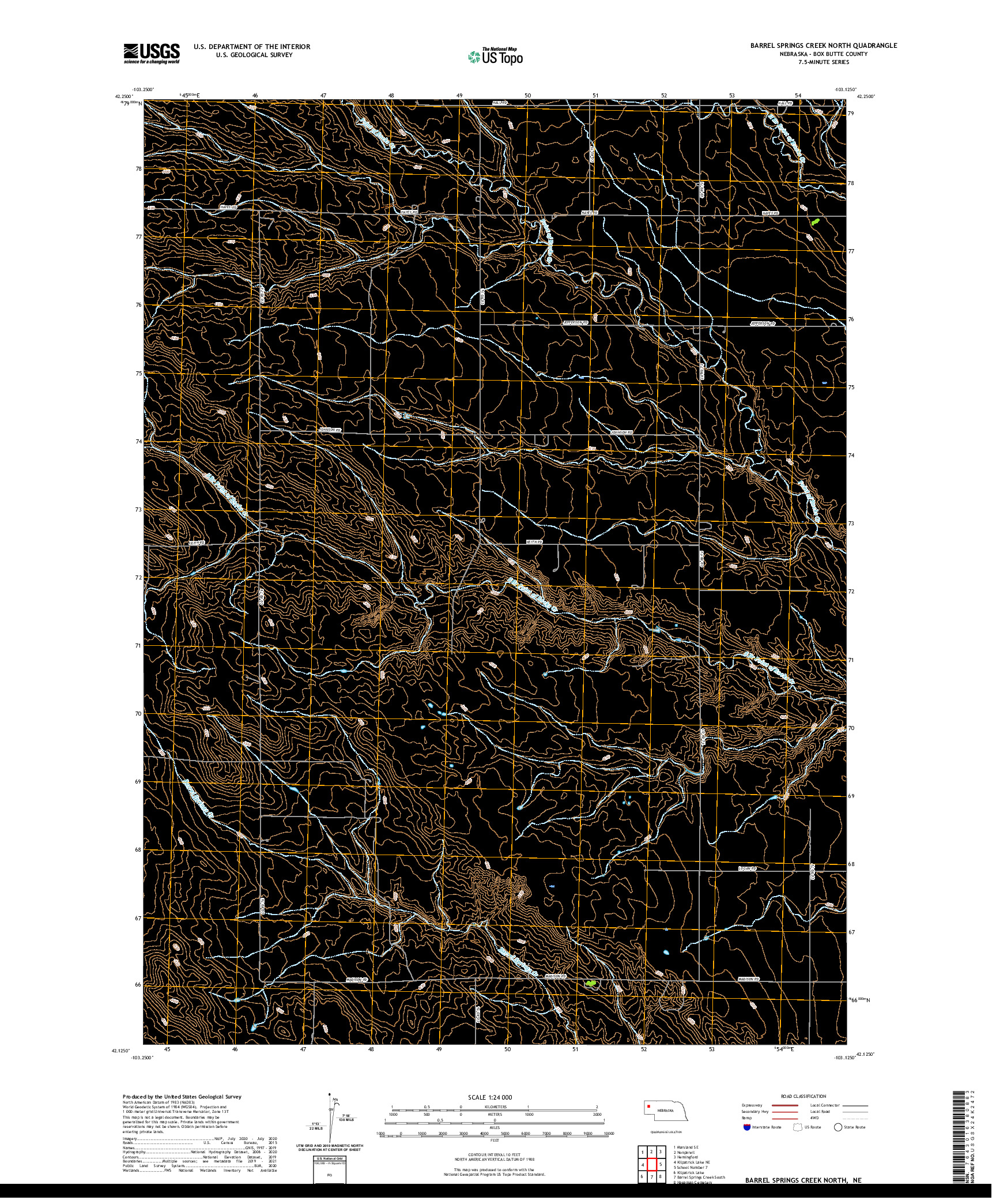 USGS US TOPO 7.5-MINUTE MAP FOR BARREL SPRINGS CREEK NORTH, NE 2021