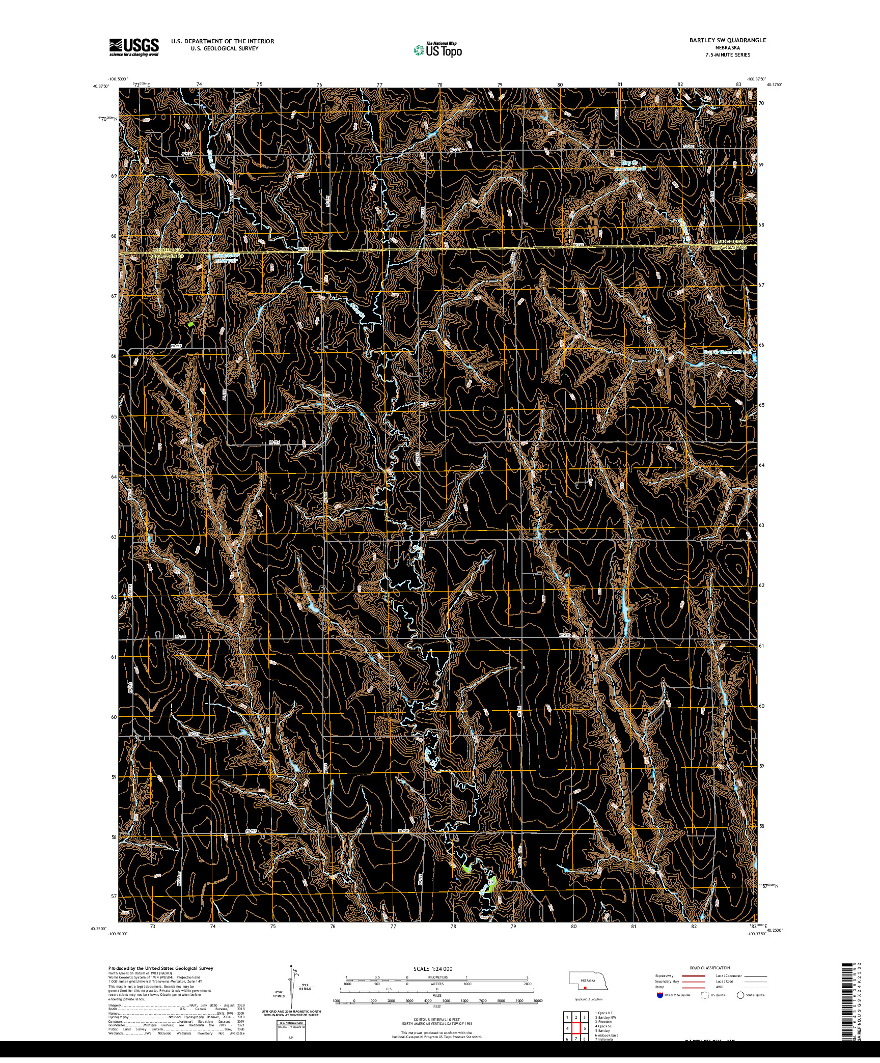 USGS US TOPO 7.5-MINUTE MAP FOR BARTLEY SW, NE 2021