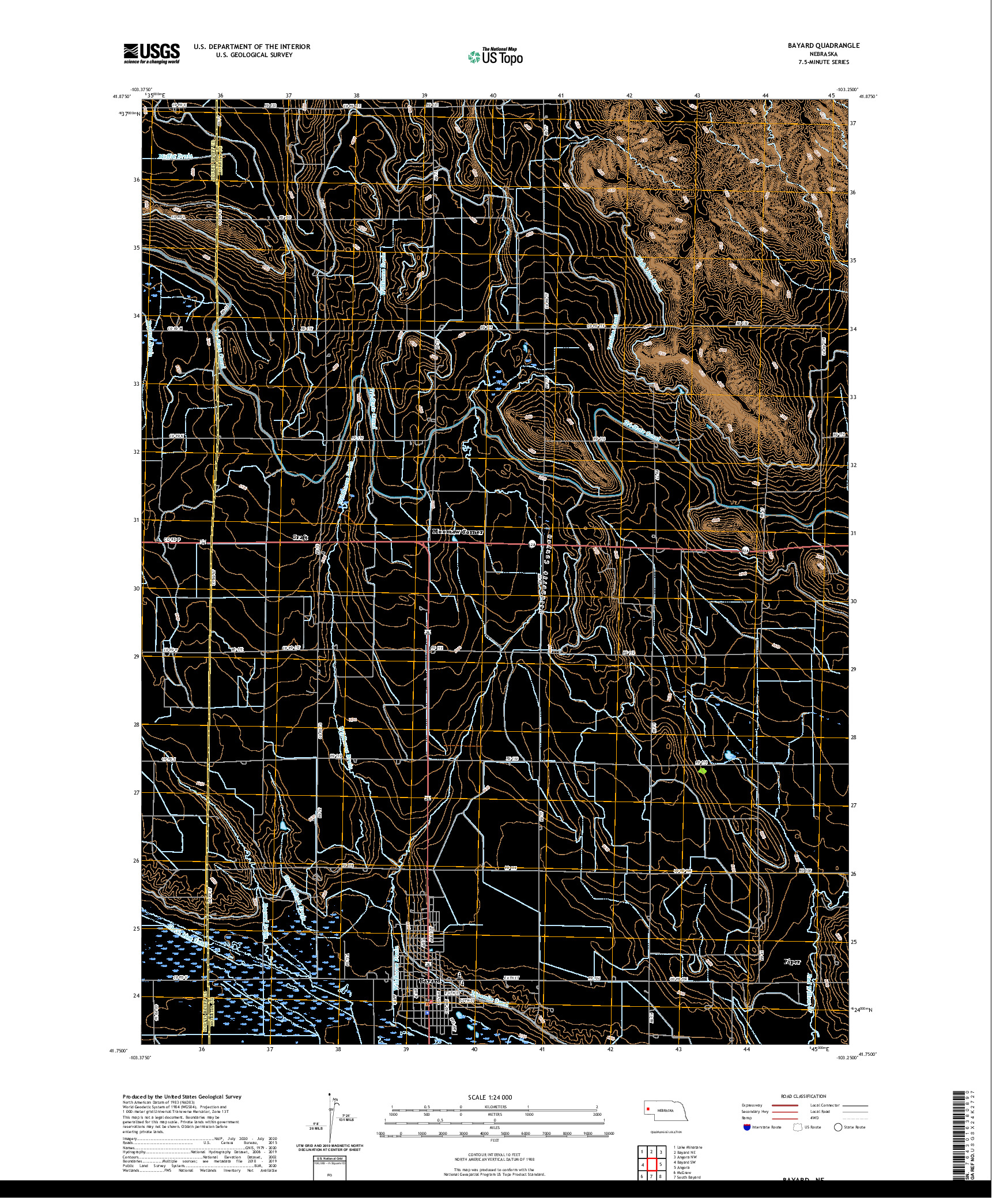 USGS US TOPO 7.5-MINUTE MAP FOR BAYARD, NE 2021