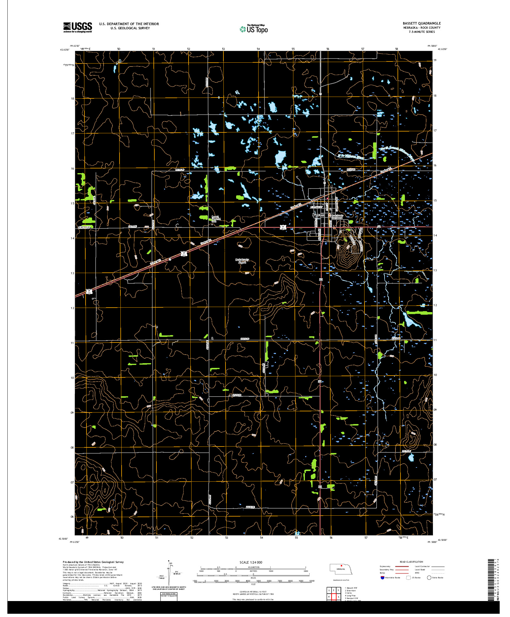 USGS US TOPO 7.5-MINUTE MAP FOR BASSETT, NE 2021