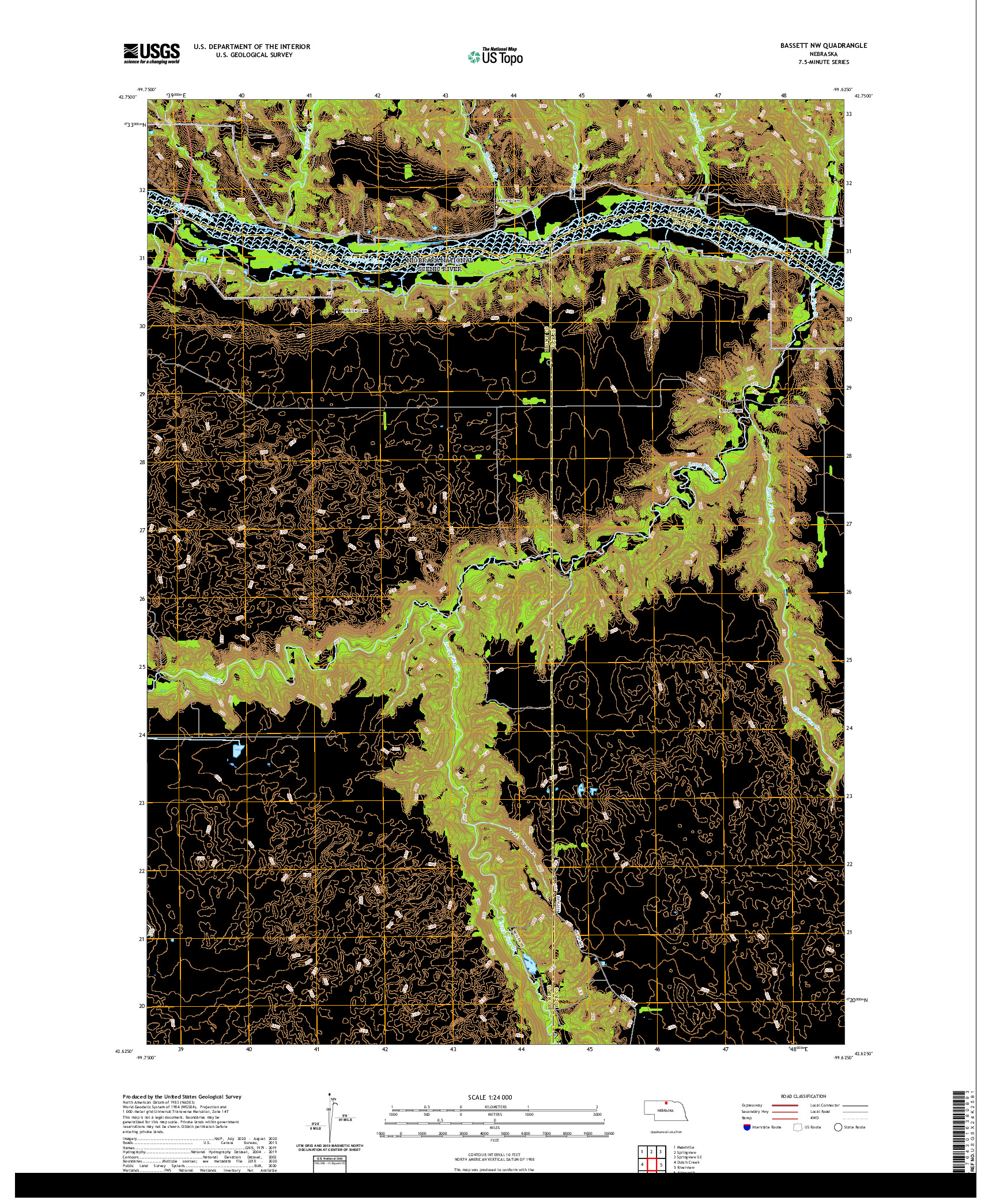 USGS US TOPO 7.5-MINUTE MAP FOR BASSETT NW, NE 2021