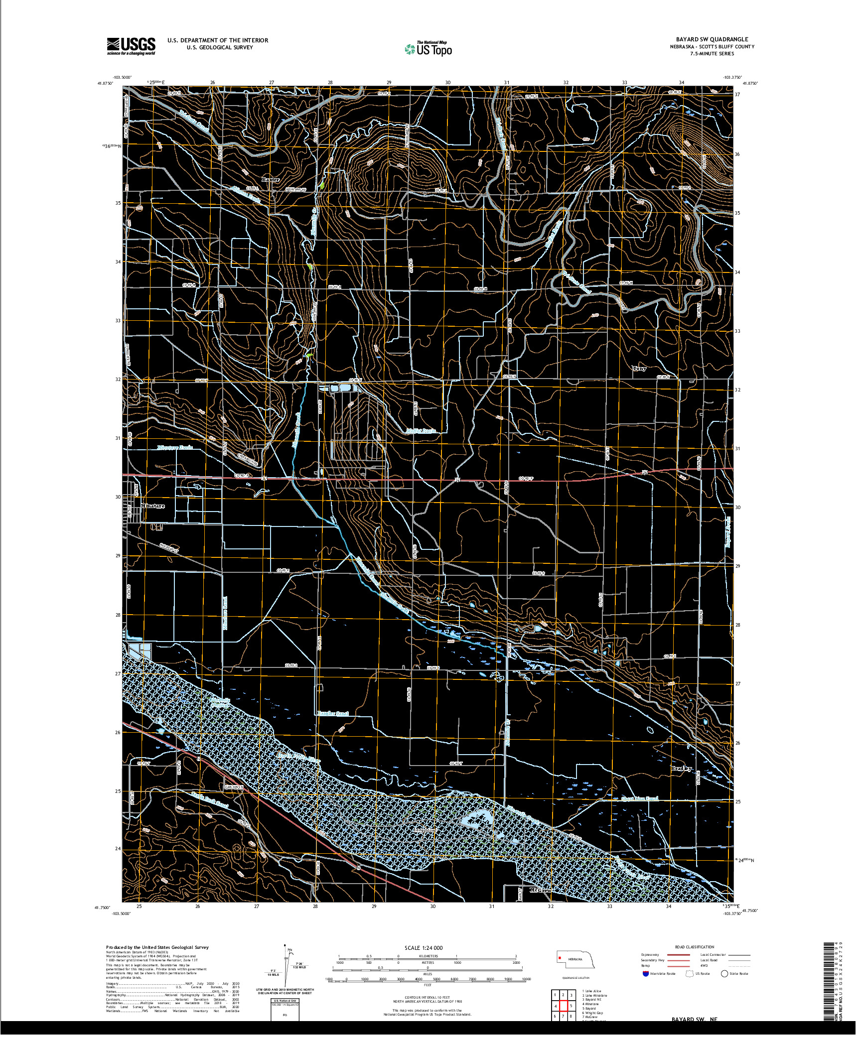USGS US TOPO 7.5-MINUTE MAP FOR BAYARD SW, NE 2021