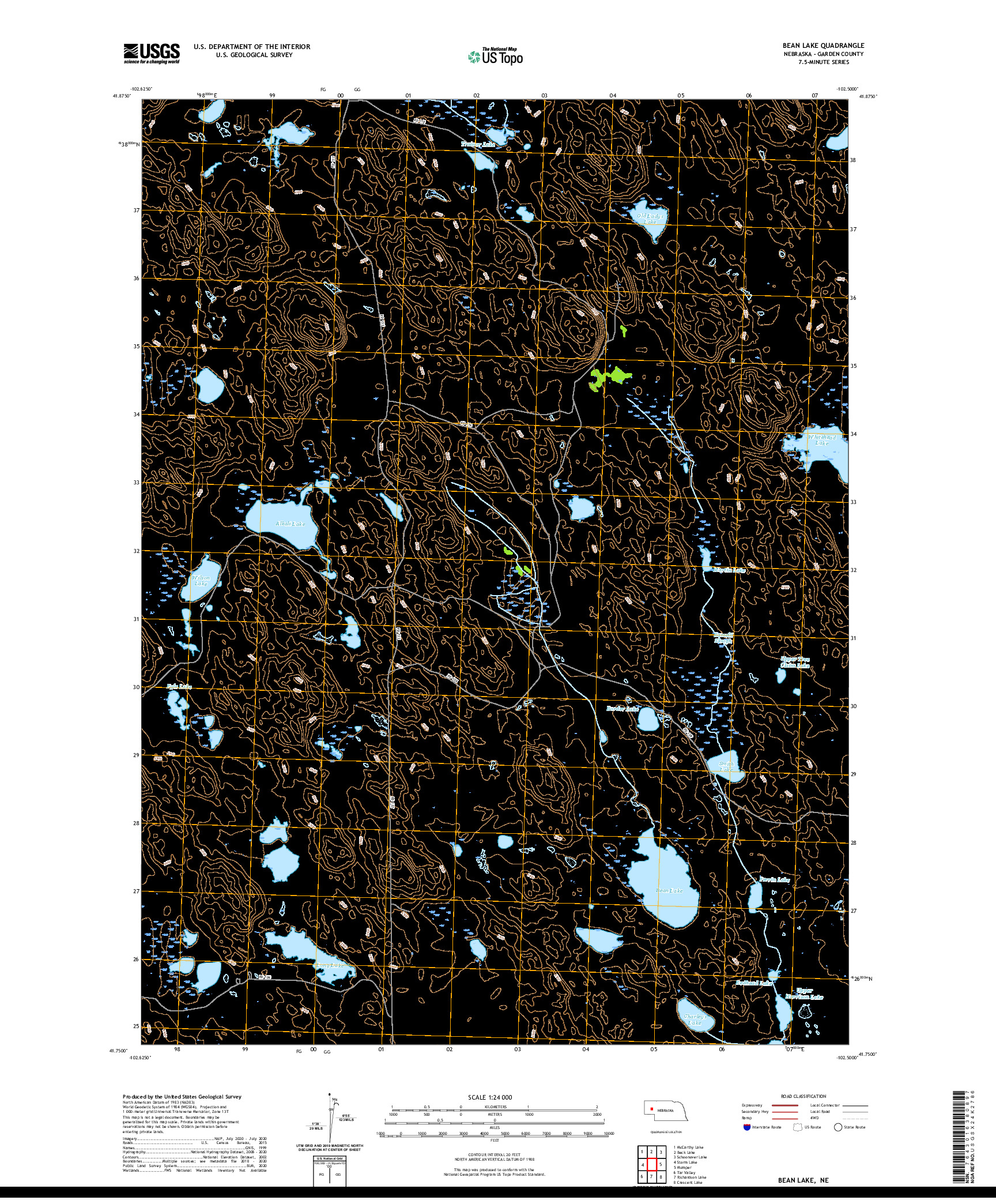 USGS US TOPO 7.5-MINUTE MAP FOR BEAN LAKE, NE 2021