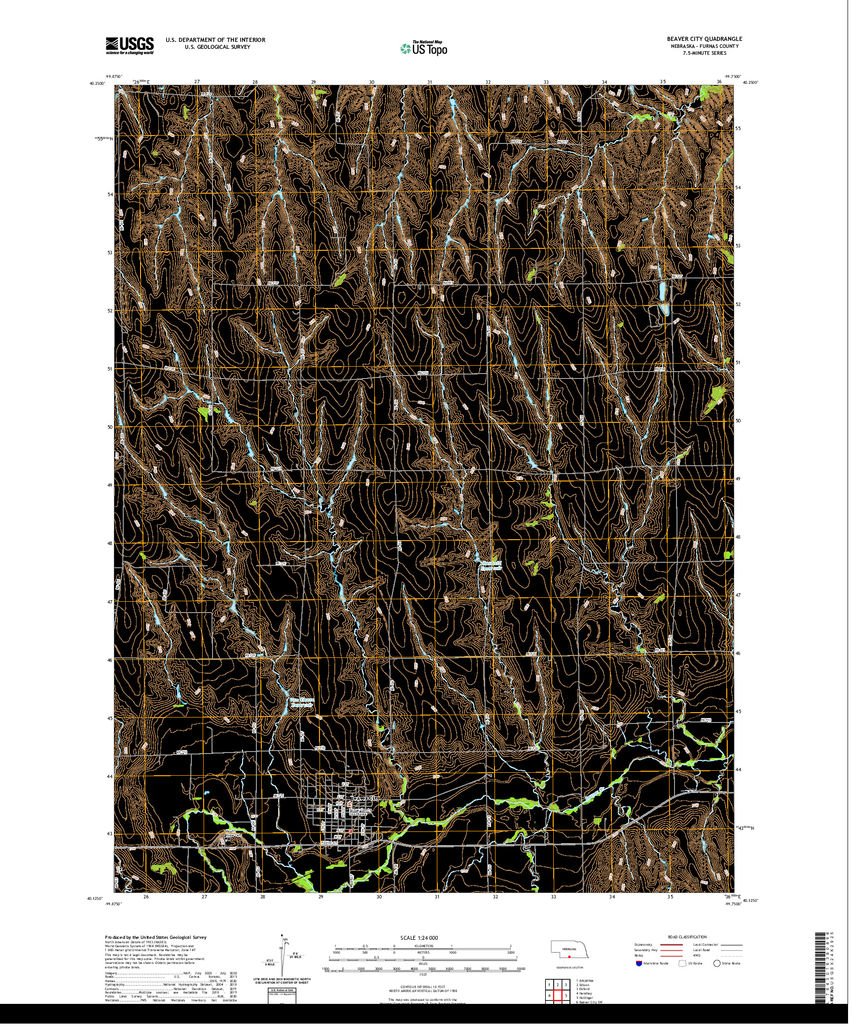 USGS US TOPO 7.5-MINUTE MAP FOR BEAVER CITY, NE 2021