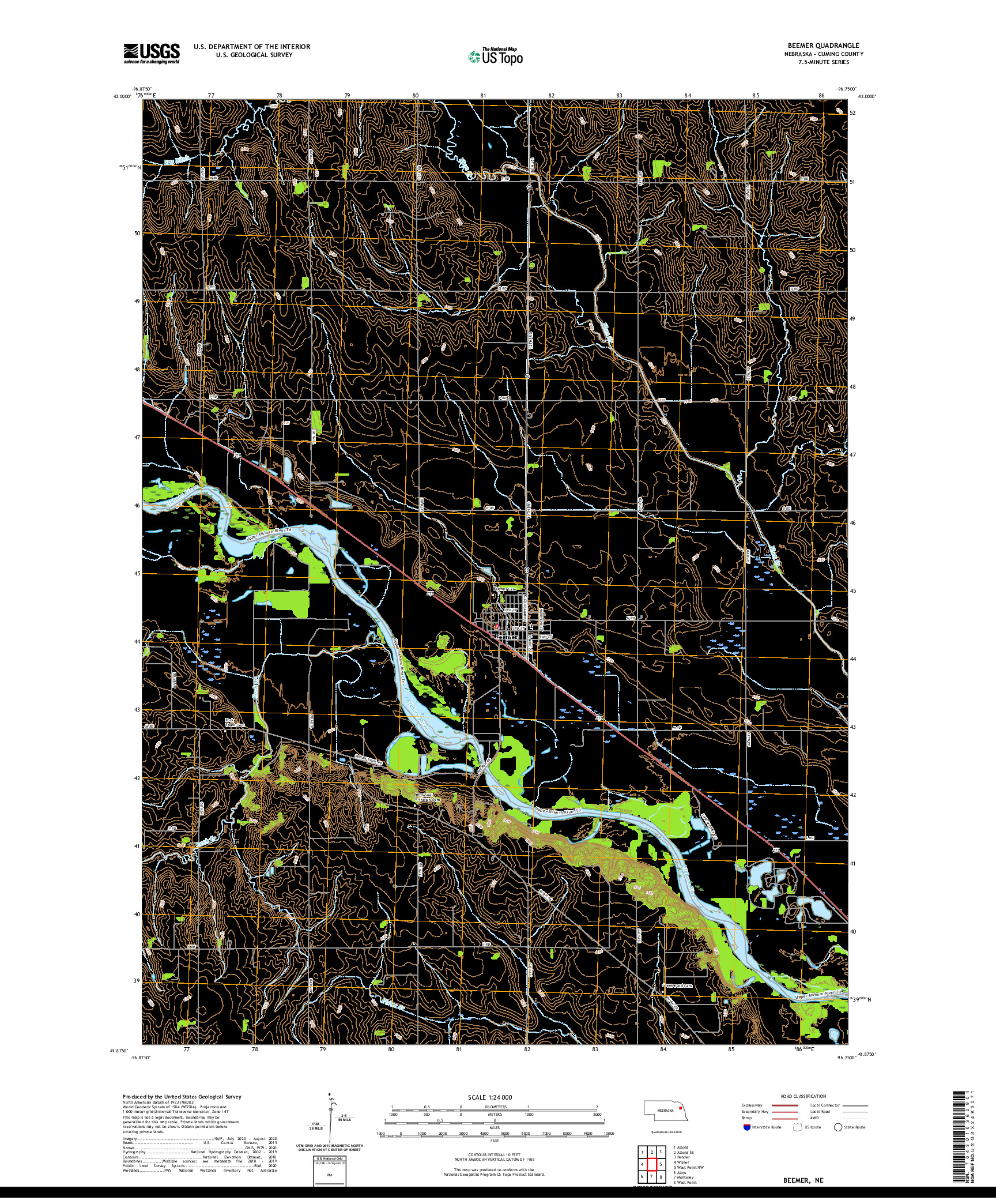 USGS US TOPO 7.5-MINUTE MAP FOR BEEMER, NE 2021