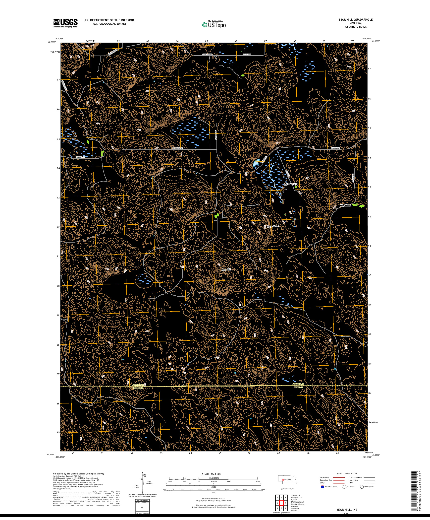 USGS US TOPO 7.5-MINUTE MAP FOR BEAR HILL, NE 2021