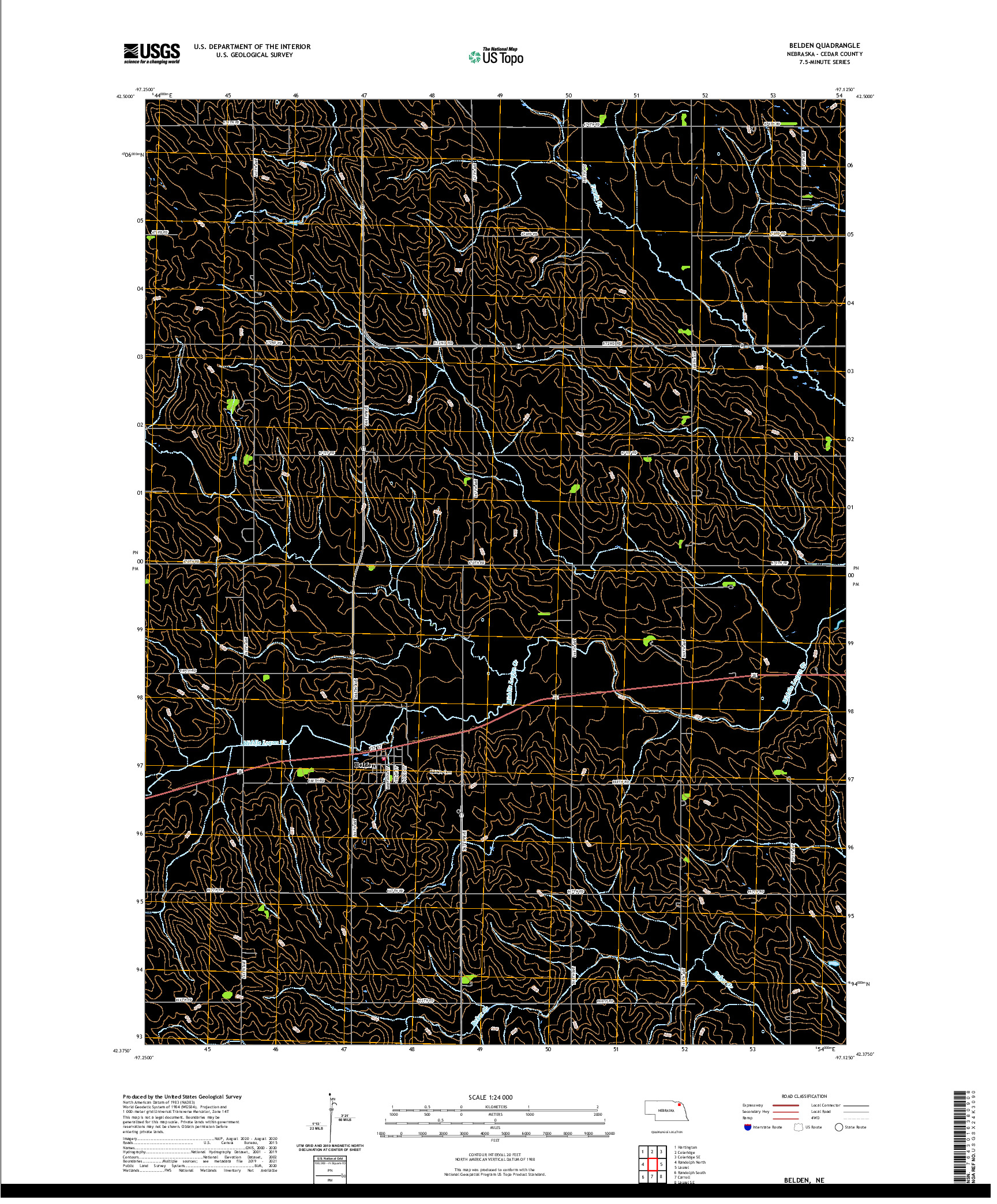 USGS US TOPO 7.5-MINUTE MAP FOR BELDEN, NE 2021