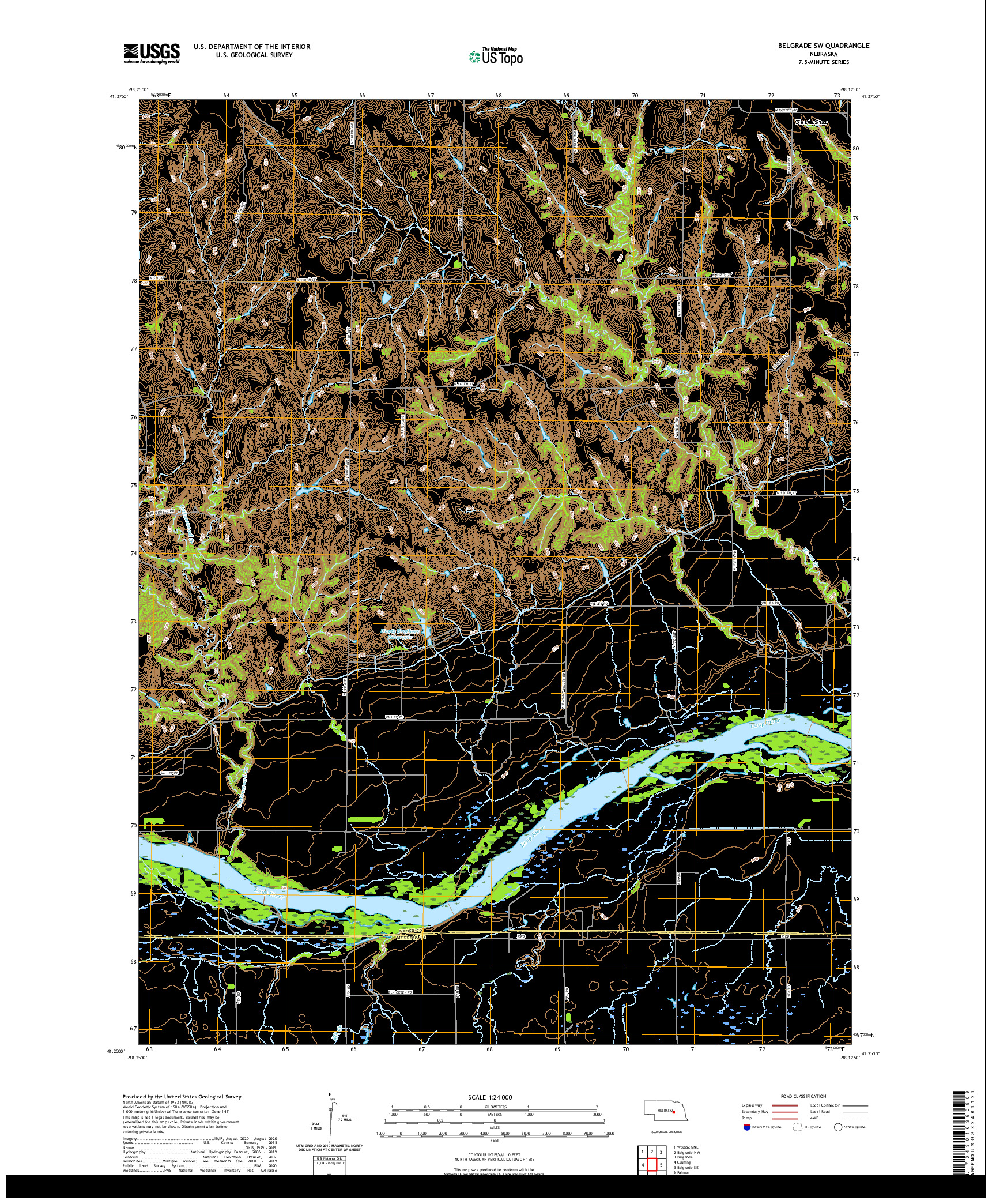 USGS US TOPO 7.5-MINUTE MAP FOR BELGRADE SW, NE 2021