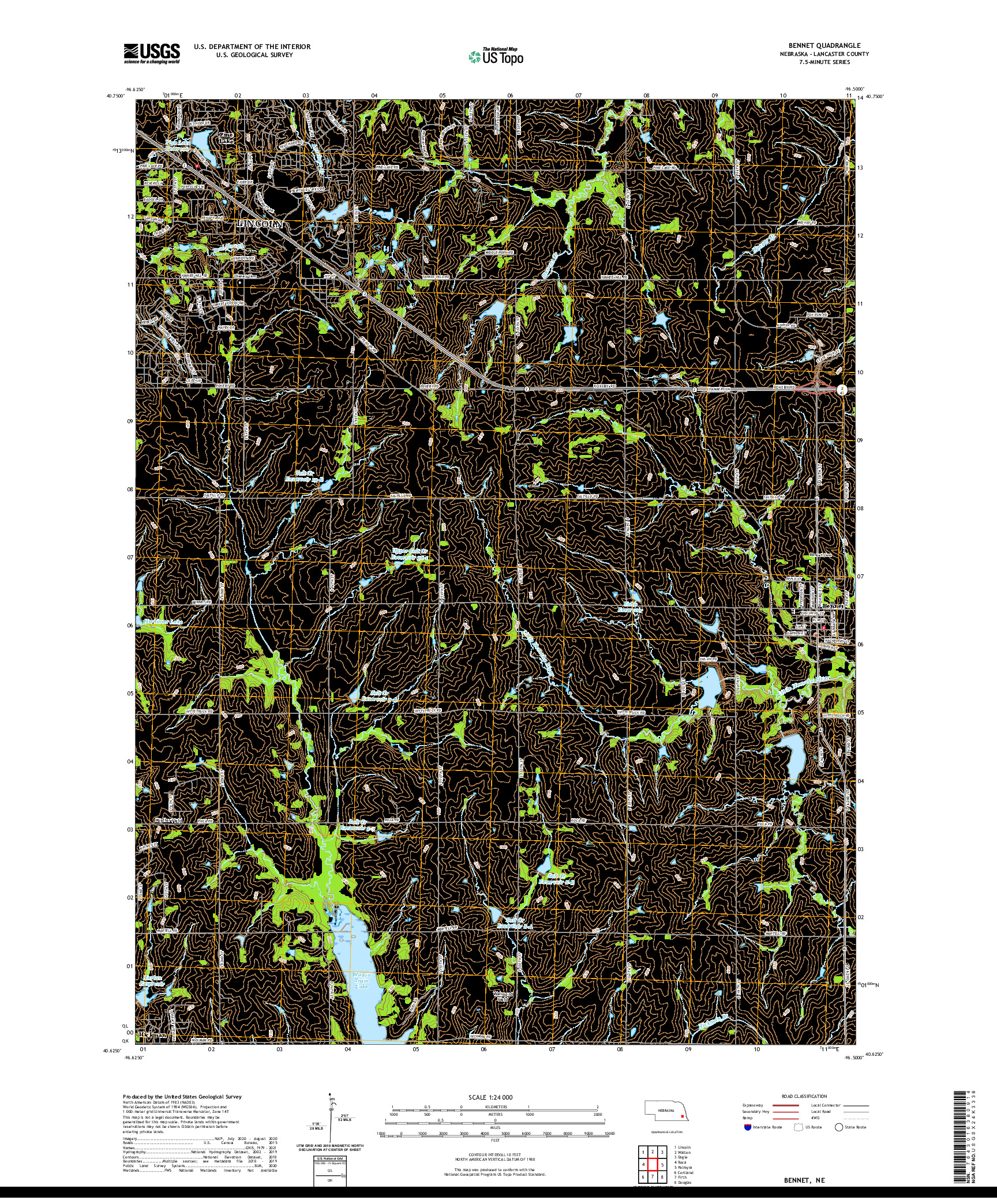 USGS US TOPO 7.5-MINUTE MAP FOR BENNET, NE 2021