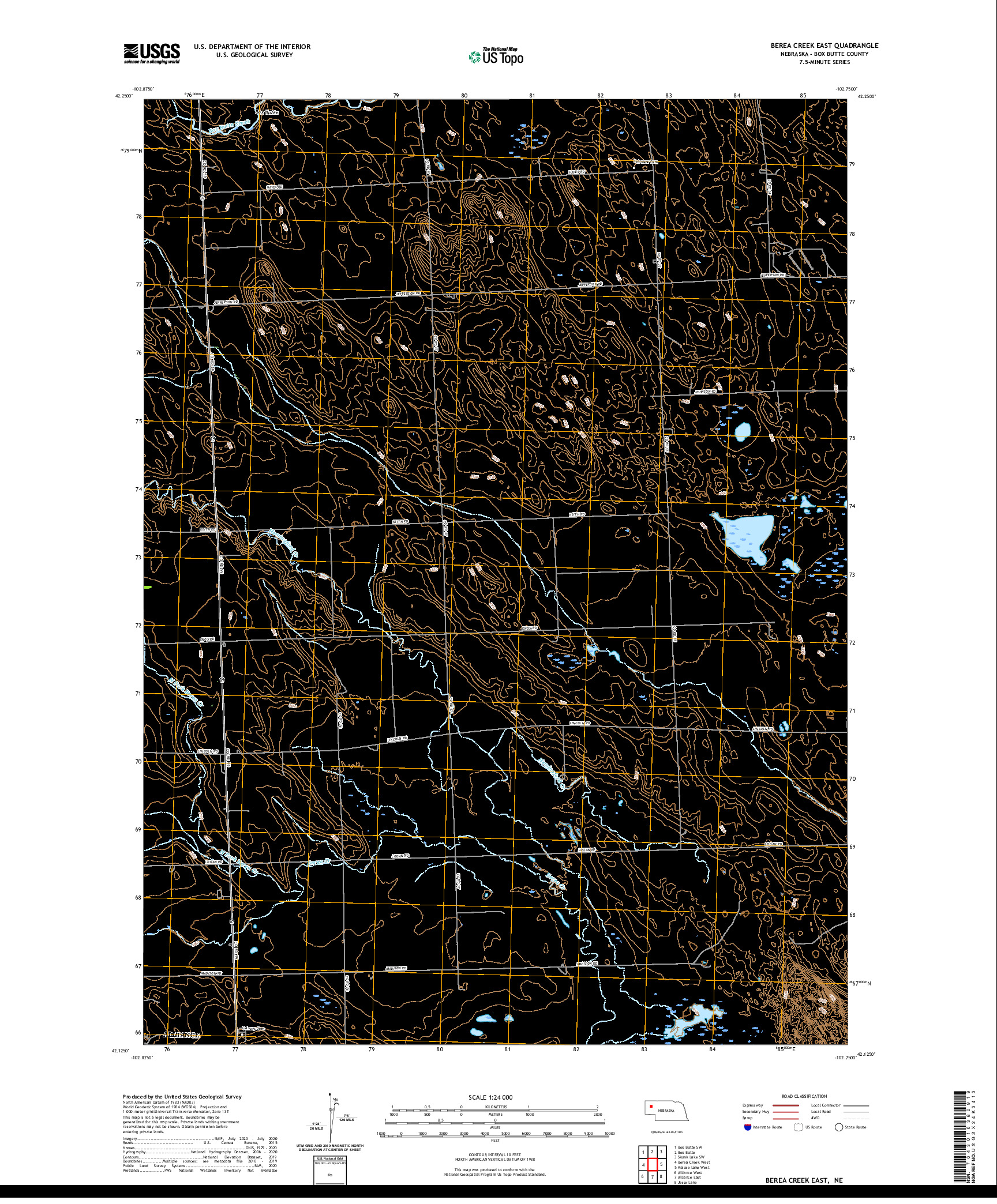 USGS US TOPO 7.5-MINUTE MAP FOR BEREA CREEK EAST, NE 2021
