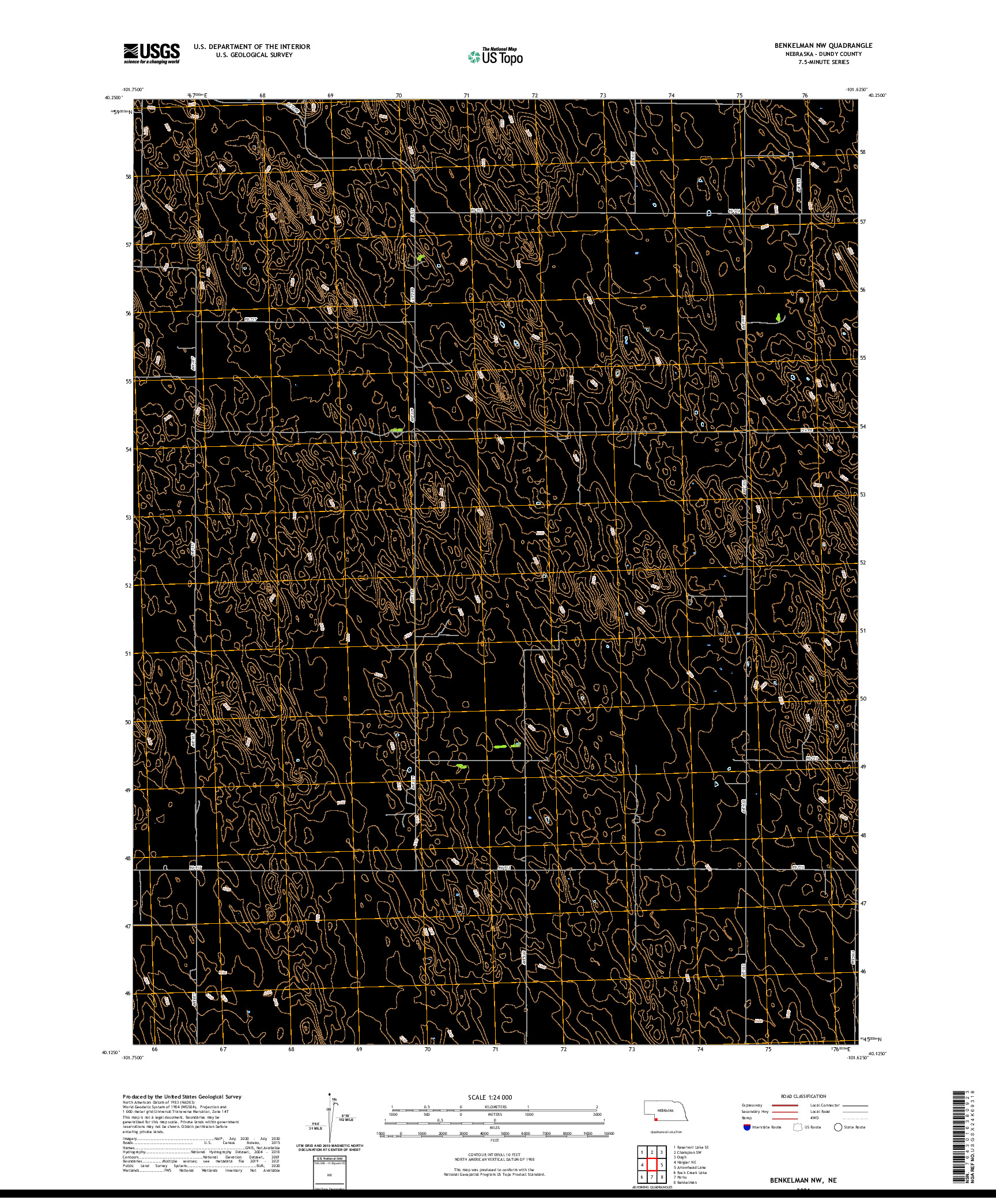 USGS US TOPO 7.5-MINUTE MAP FOR BENKELMAN NW, NE 2021