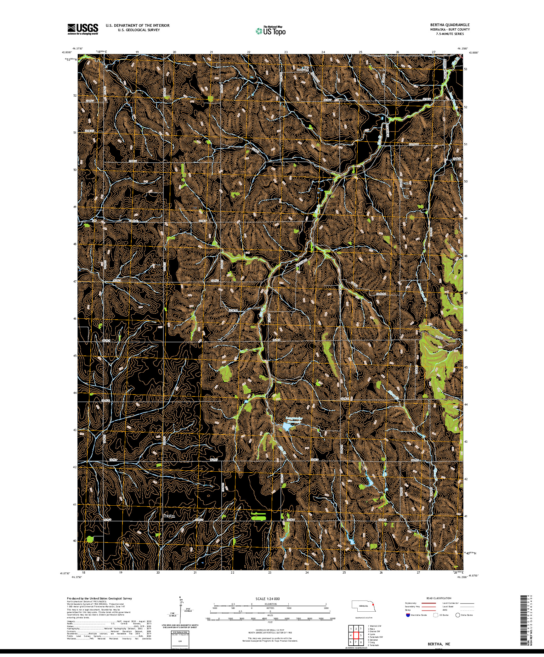 USGS US TOPO 7.5-MINUTE MAP FOR BERTHA, NE 2021