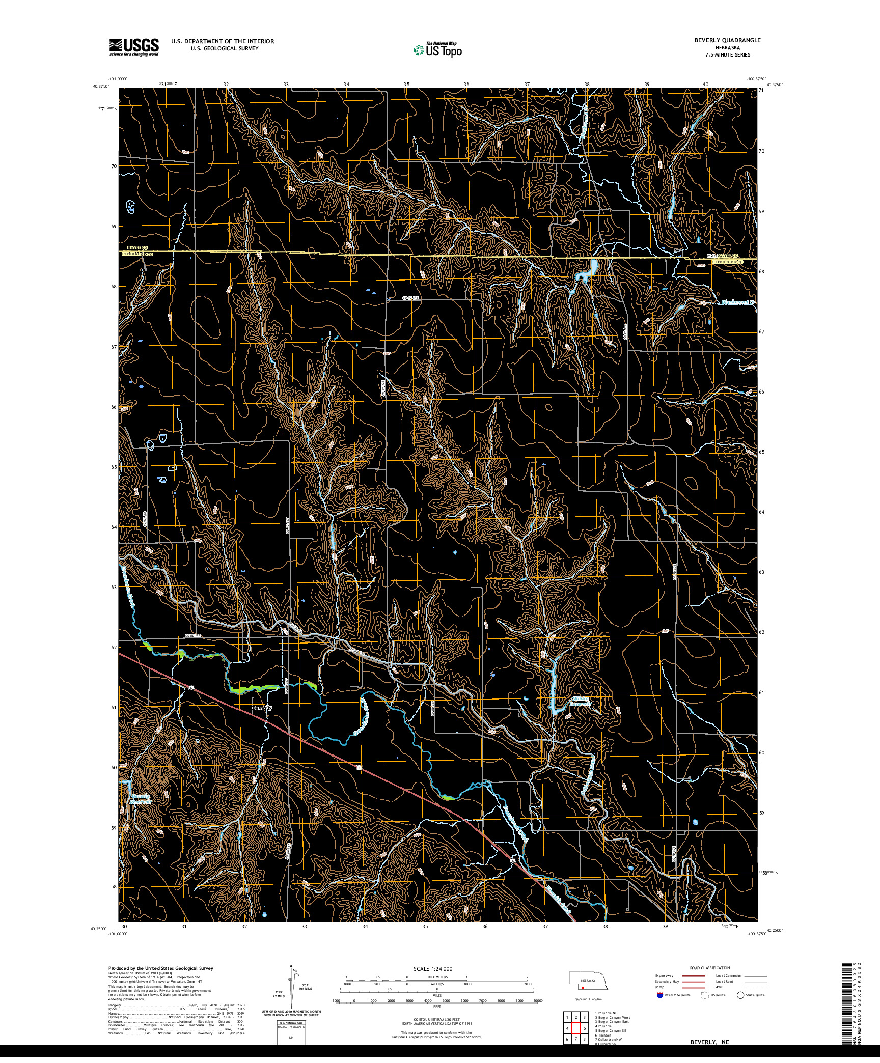 USGS US TOPO 7.5-MINUTE MAP FOR BEVERLY, NE 2021