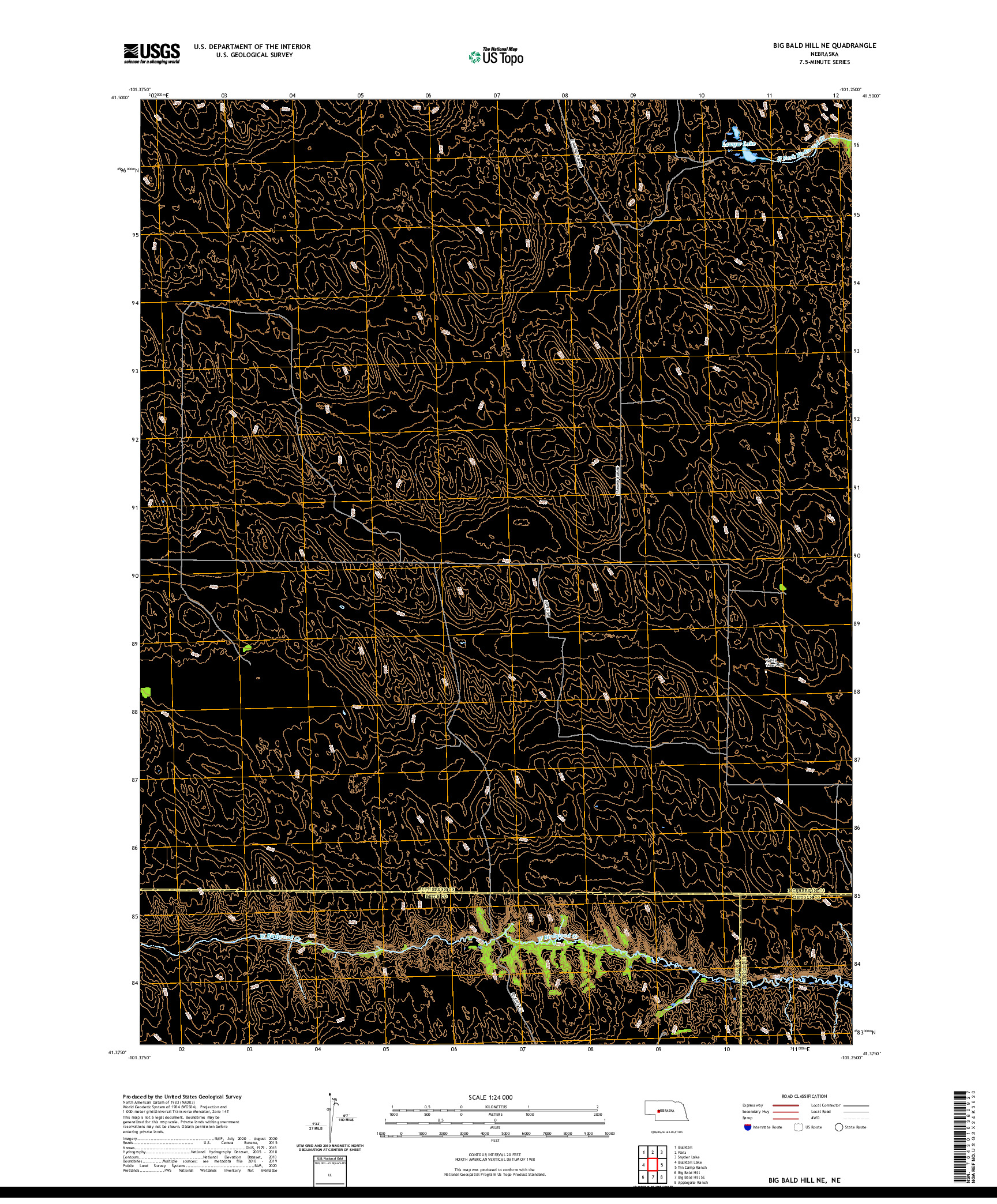 USGS US TOPO 7.5-MINUTE MAP FOR BIG BALD HILL NE, NE 2021