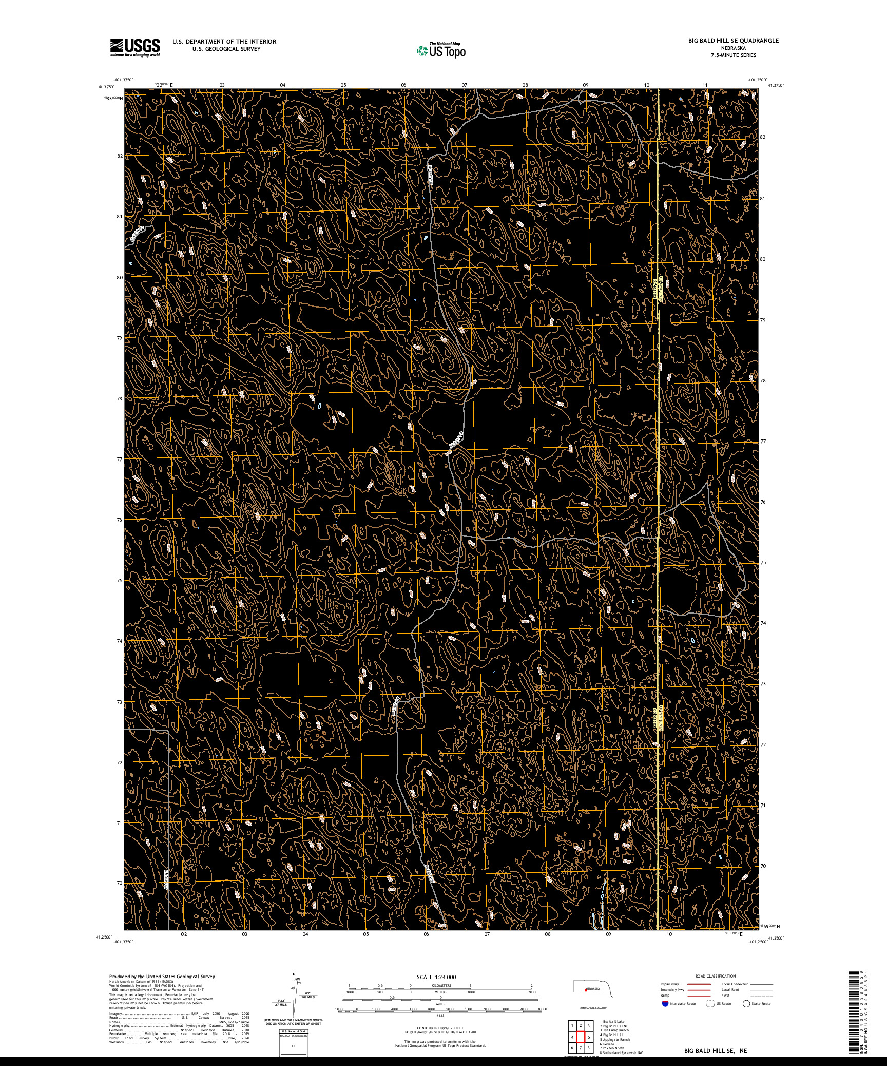 USGS US TOPO 7.5-MINUTE MAP FOR BIG BALD HILL SE, NE 2021