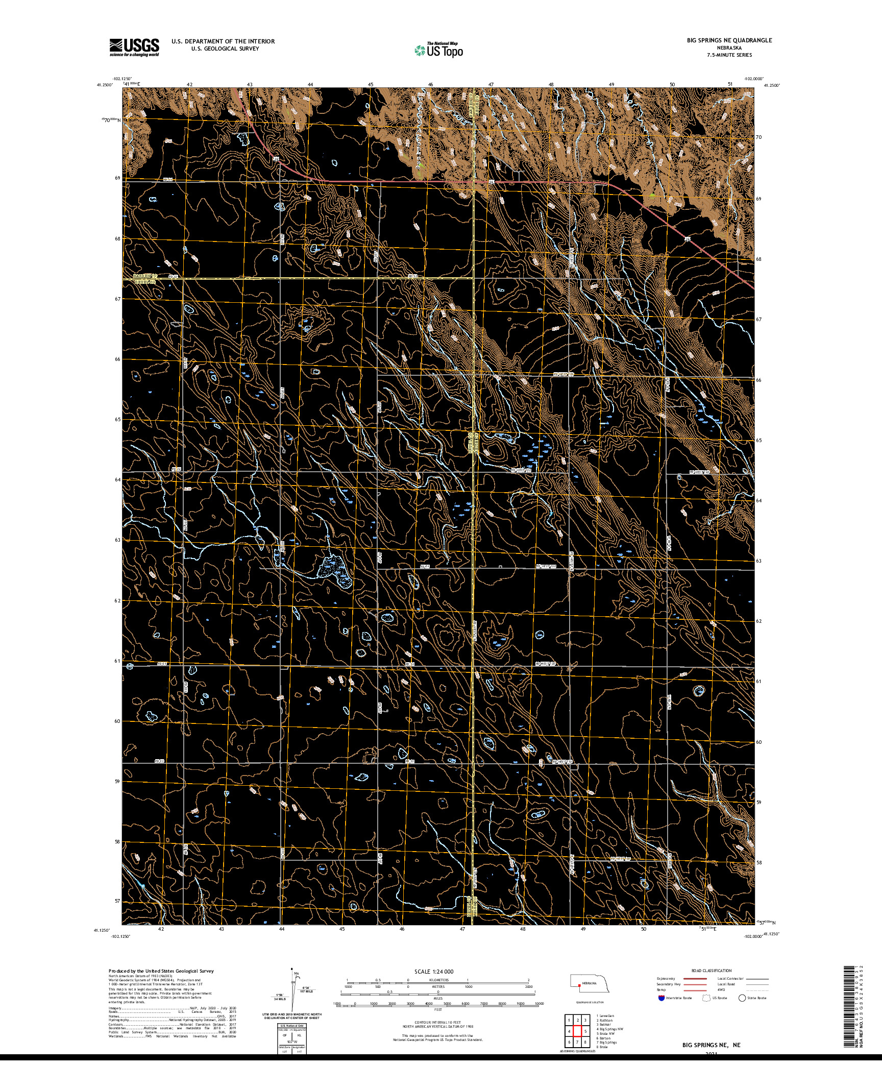 USGS US TOPO 7.5-MINUTE MAP FOR BIG SPRINGS NE, NE 2021