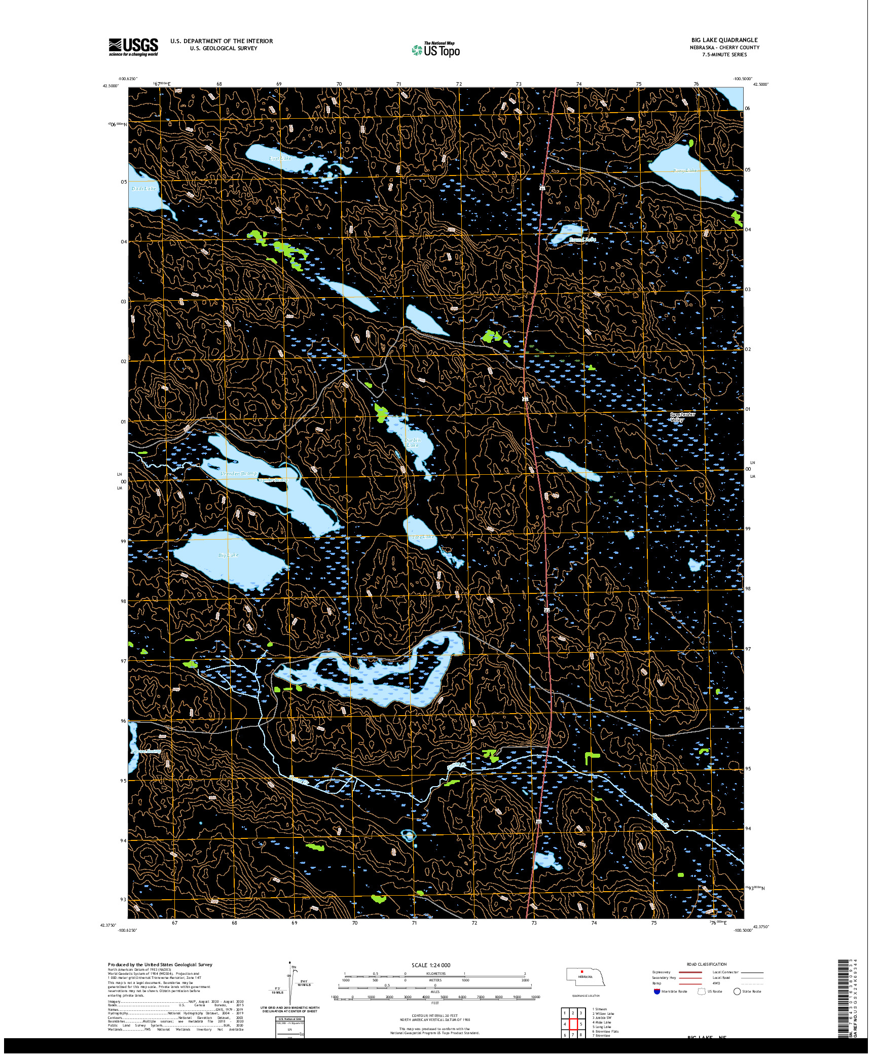 USGS US TOPO 7.5-MINUTE MAP FOR BIG LAKE, NE 2021