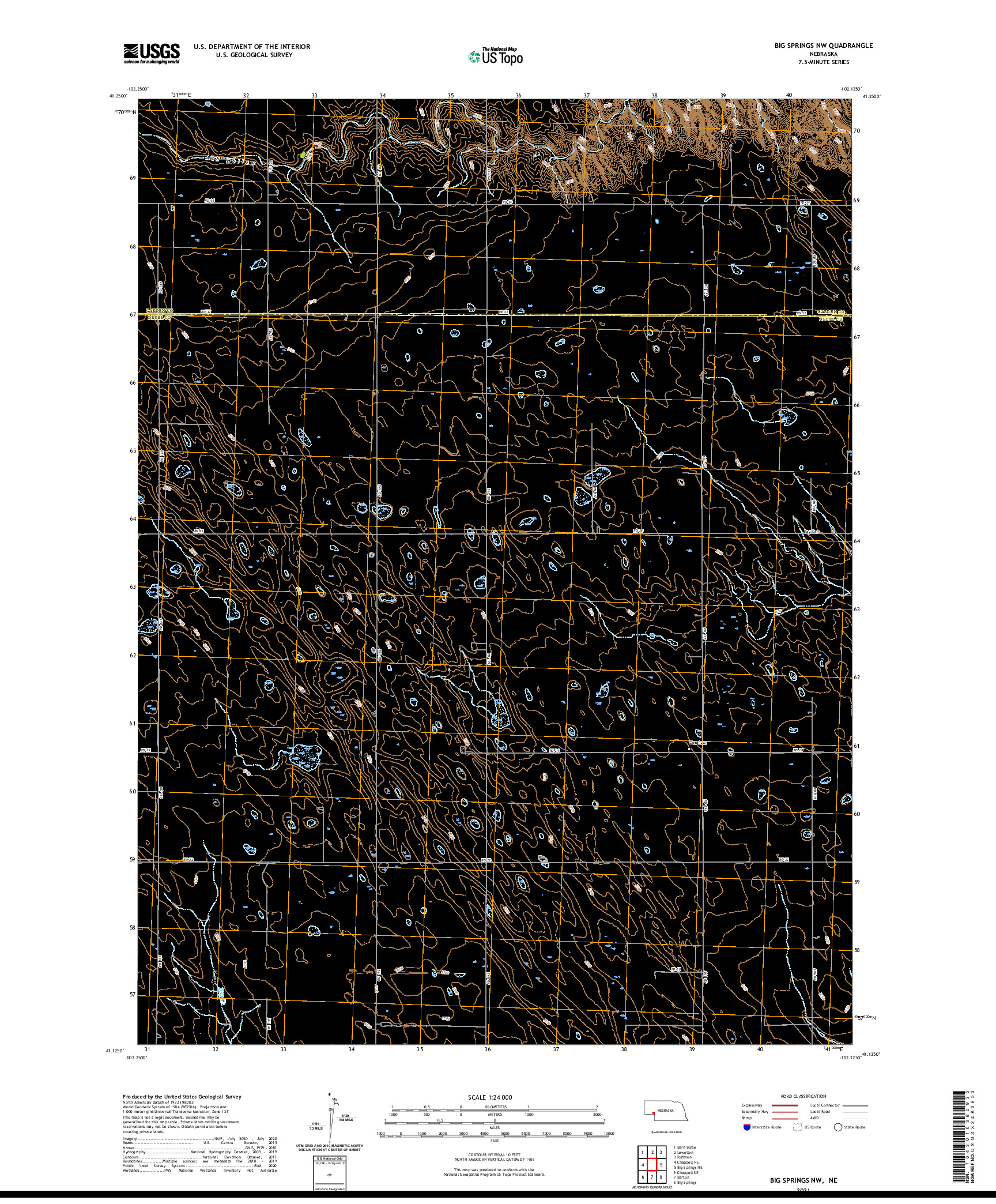 USGS US TOPO 7.5-MINUTE MAP FOR BIG SPRINGS NW, NE 2021