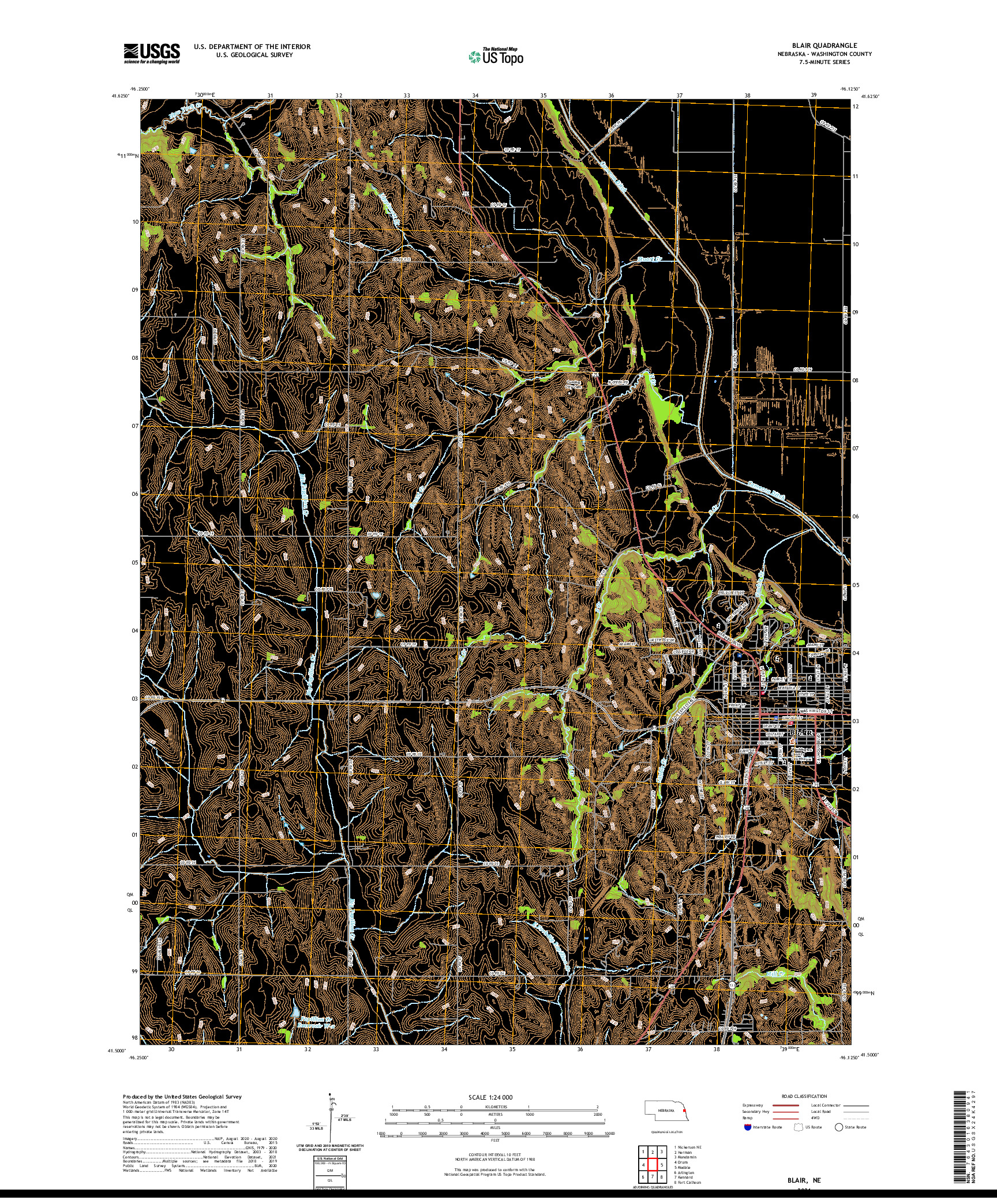 USGS US TOPO 7.5-MINUTE MAP FOR BLAIR, NE 2021