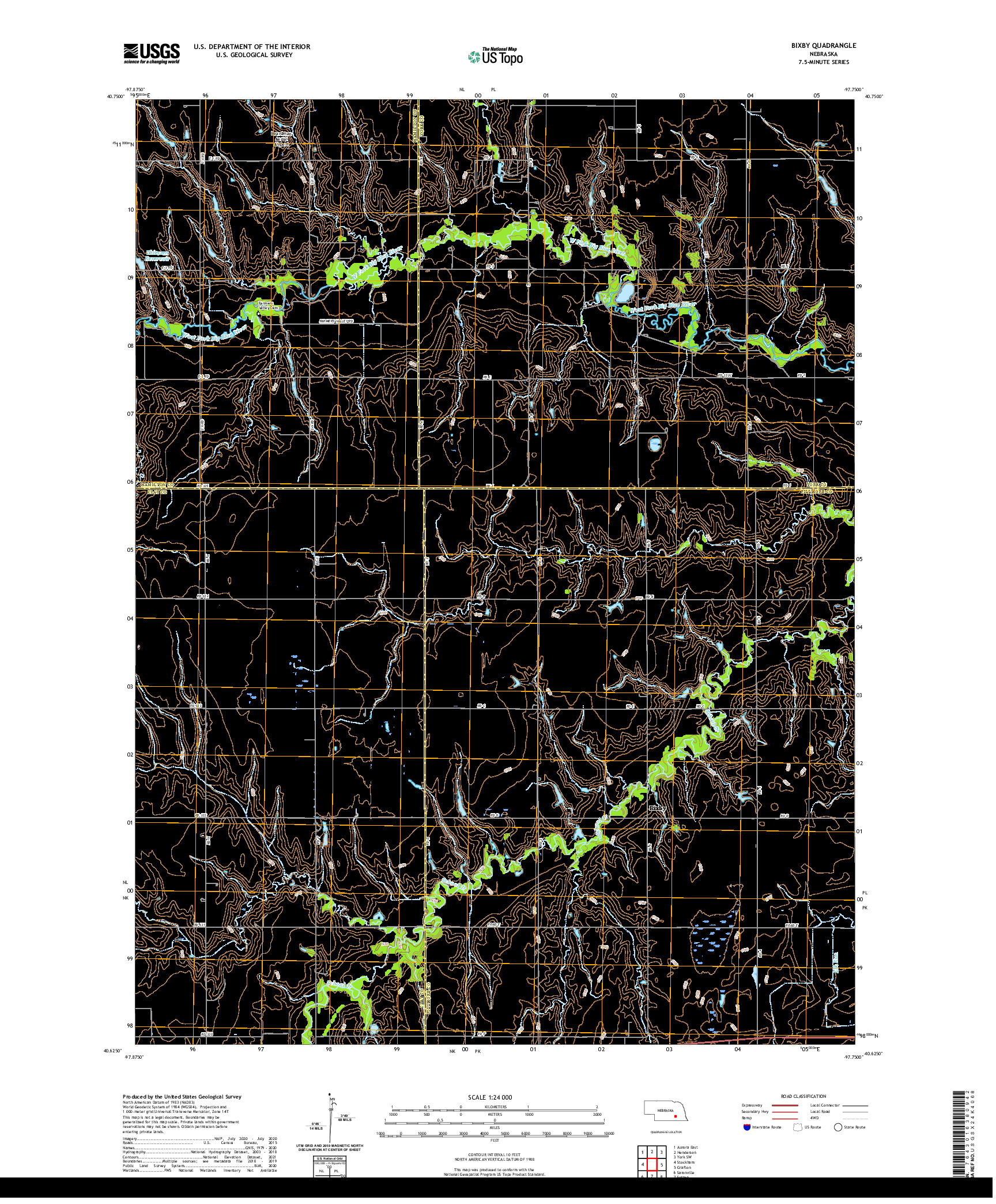 USGS US TOPO 7.5-MINUTE MAP FOR BIXBY, NE 2021