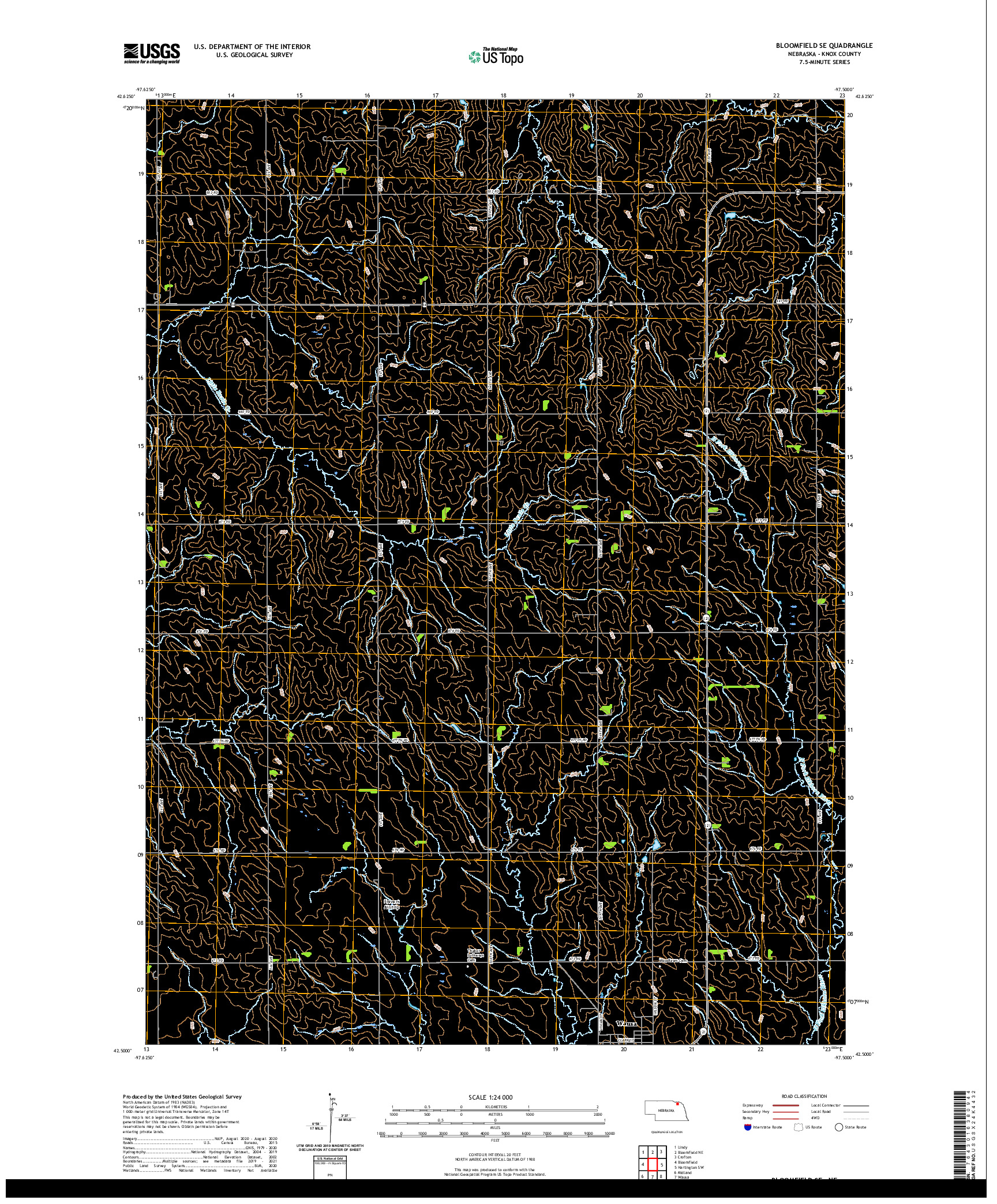 USGS US TOPO 7.5-MINUTE MAP FOR BLOOMFIELD SE, NE 2021