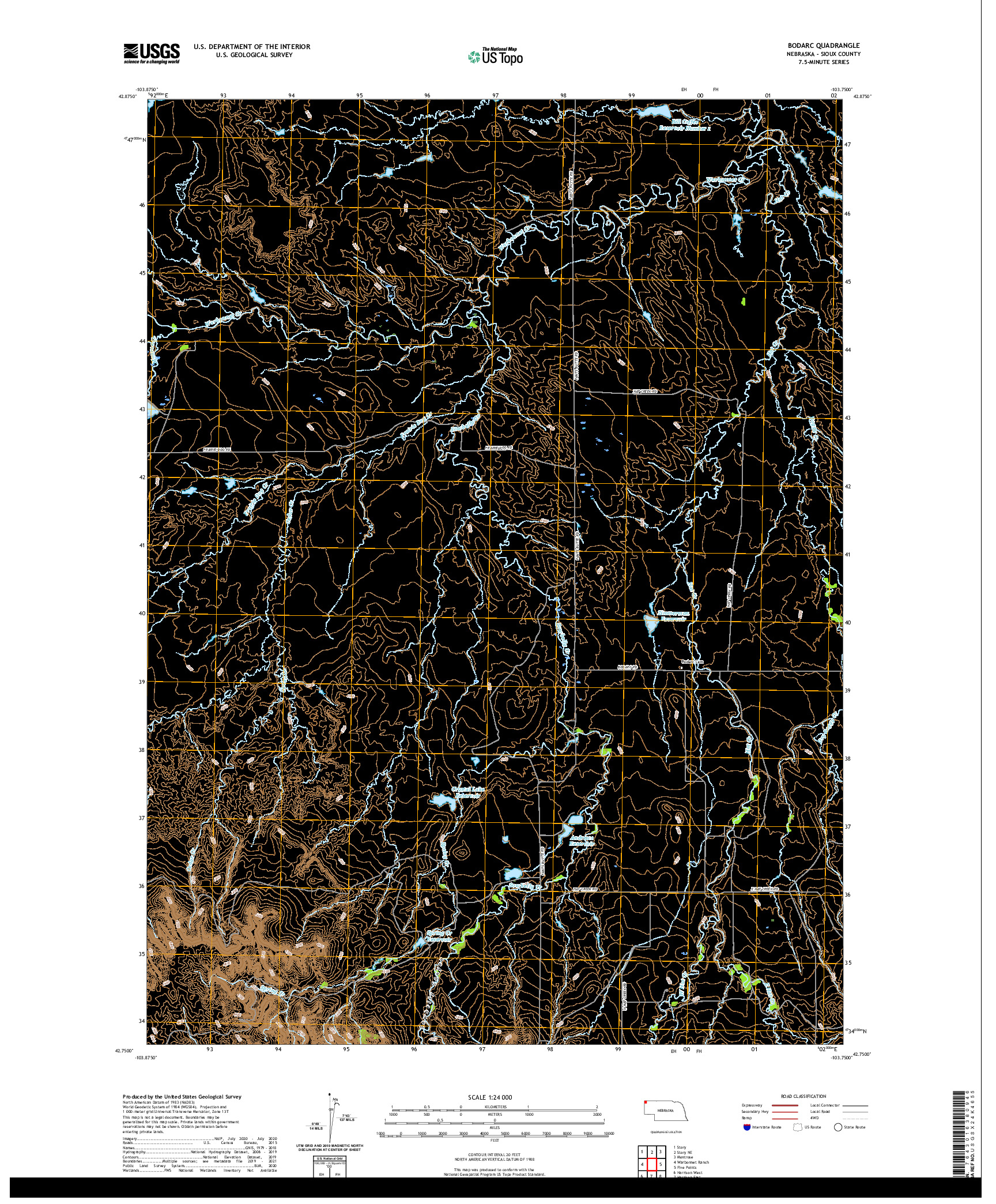 USGS US TOPO 7.5-MINUTE MAP FOR BODARC, NE 2021