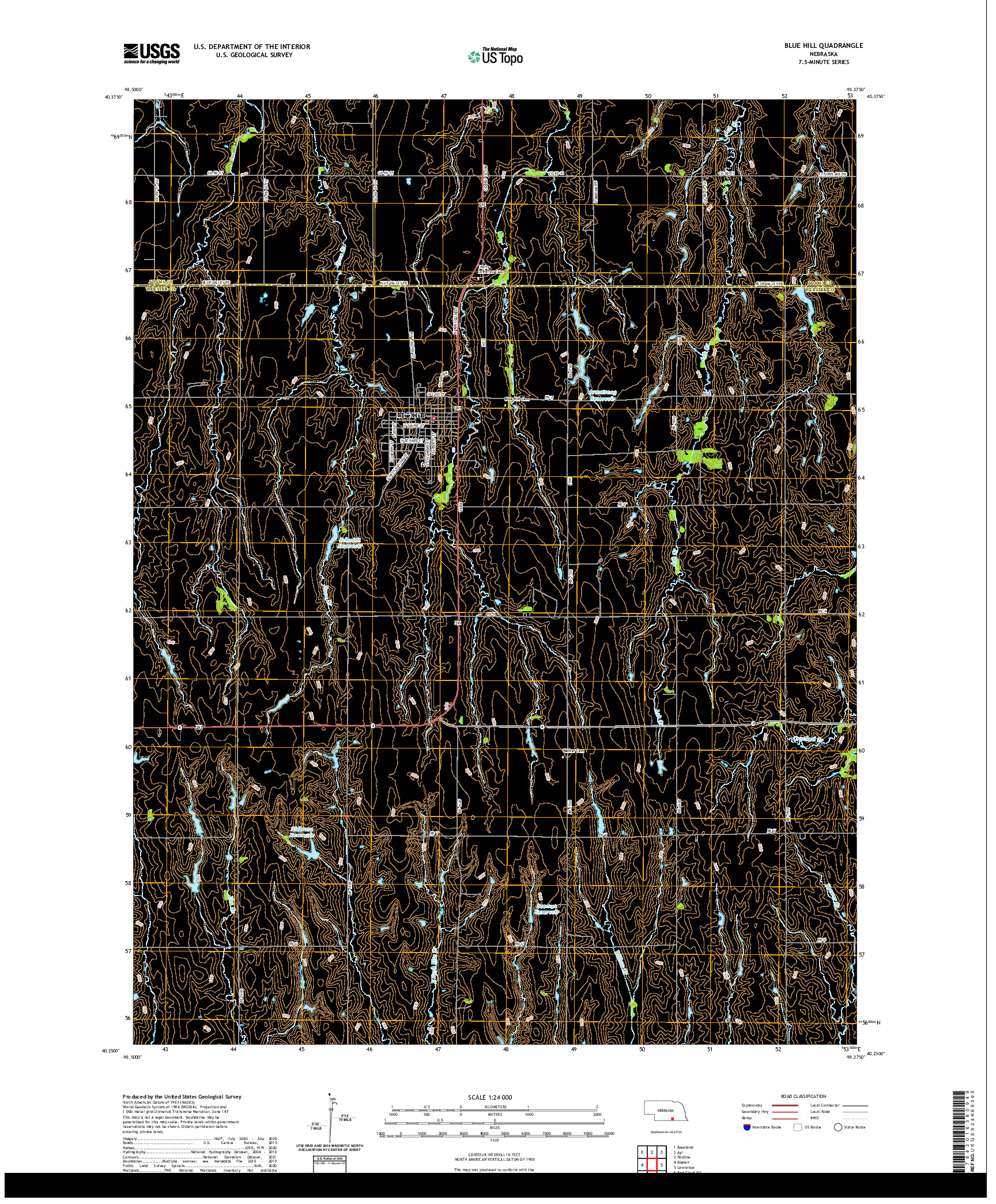 USGS US TOPO 7.5-MINUTE MAP FOR BLUE HILL, NE 2021