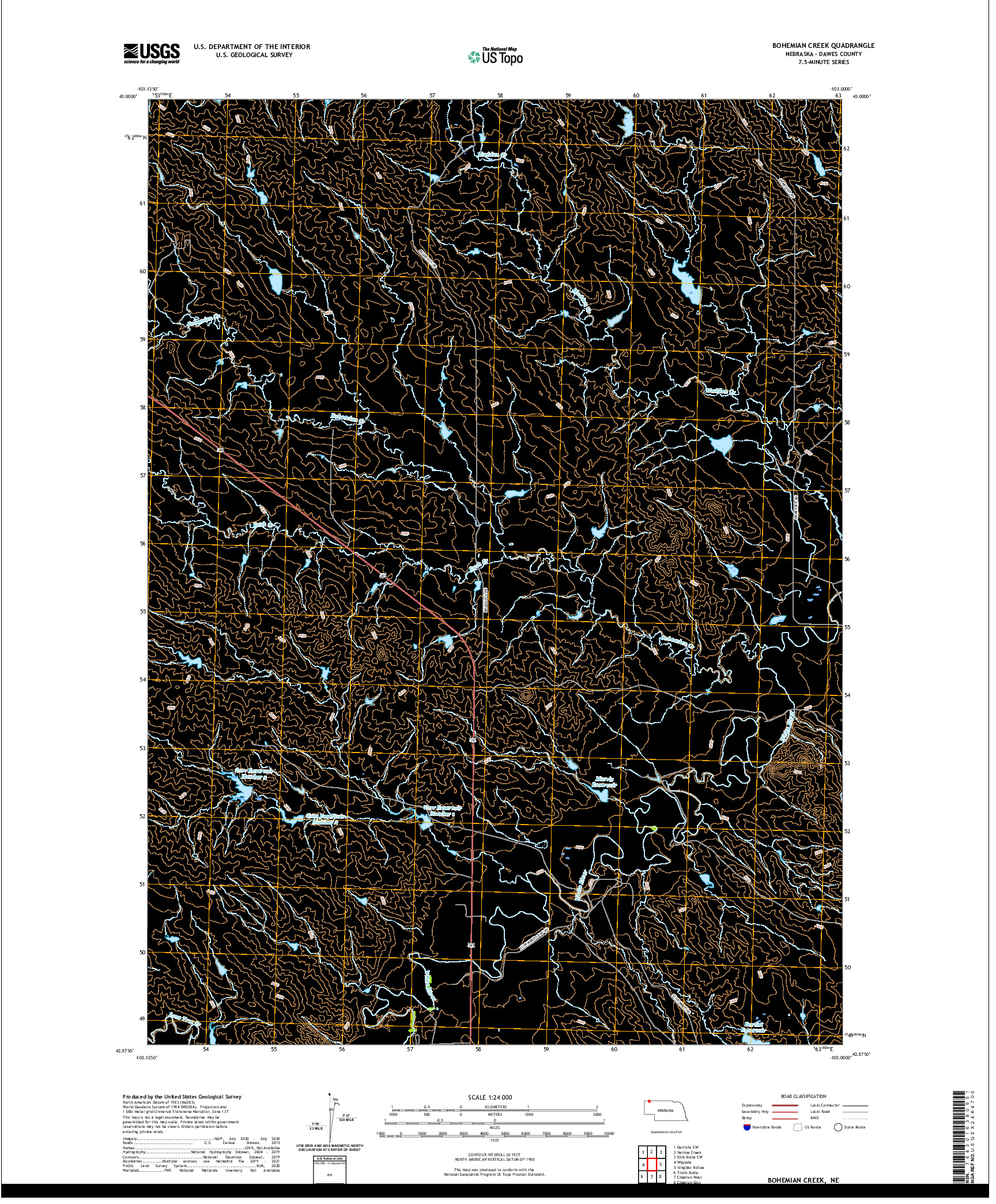 USGS US TOPO 7.5-MINUTE MAP FOR BOHEMIAN CREEK, NE 2021