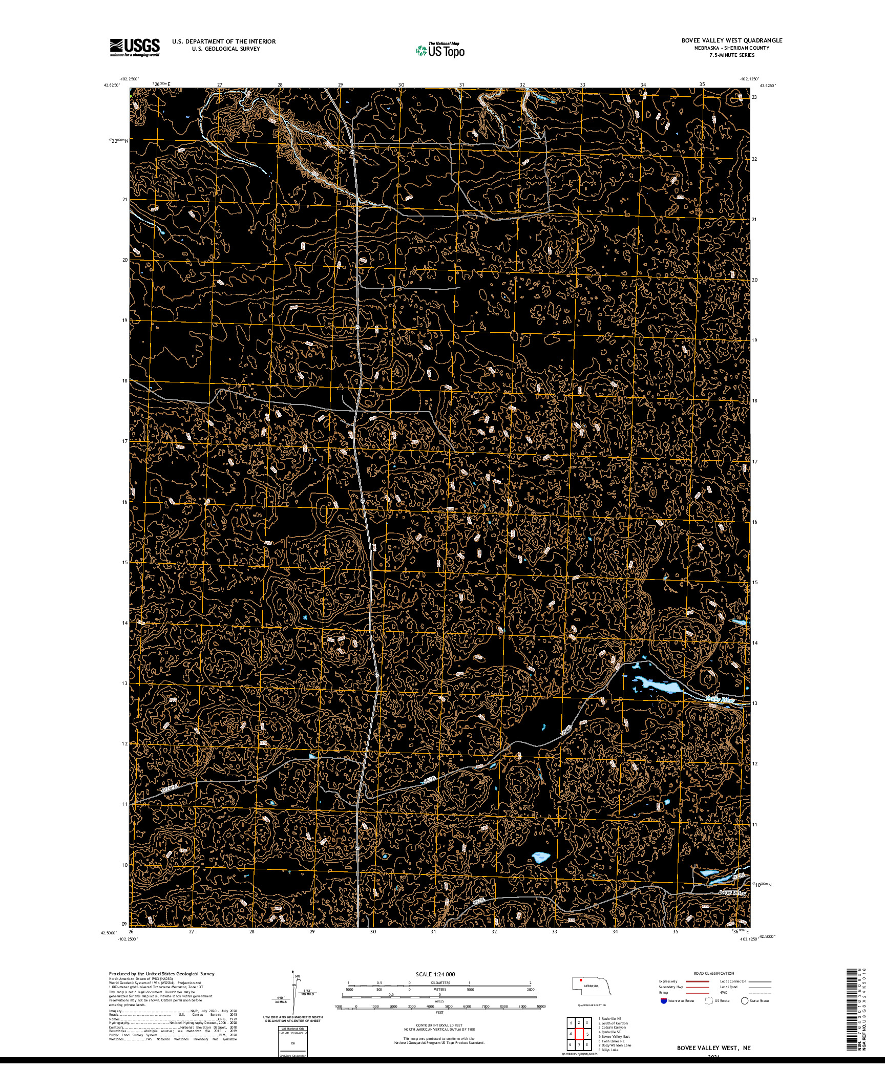 USGS US TOPO 7.5-MINUTE MAP FOR BOVEE VALLEY WEST, NE 2021