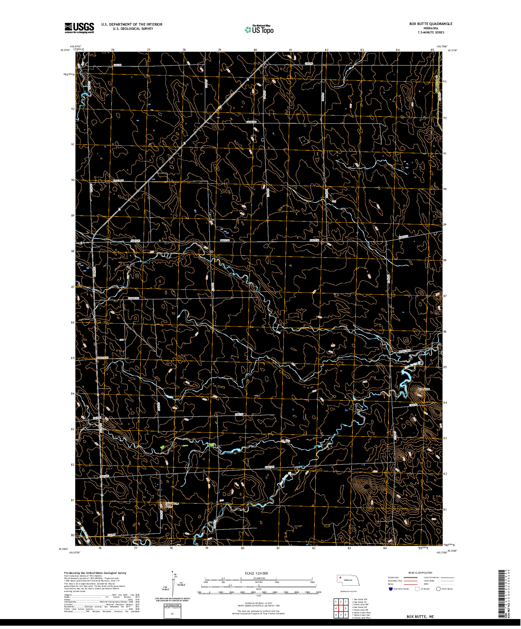 USGS US TOPO 7.5-MINUTE MAP FOR BOX BUTTE, NE 2021