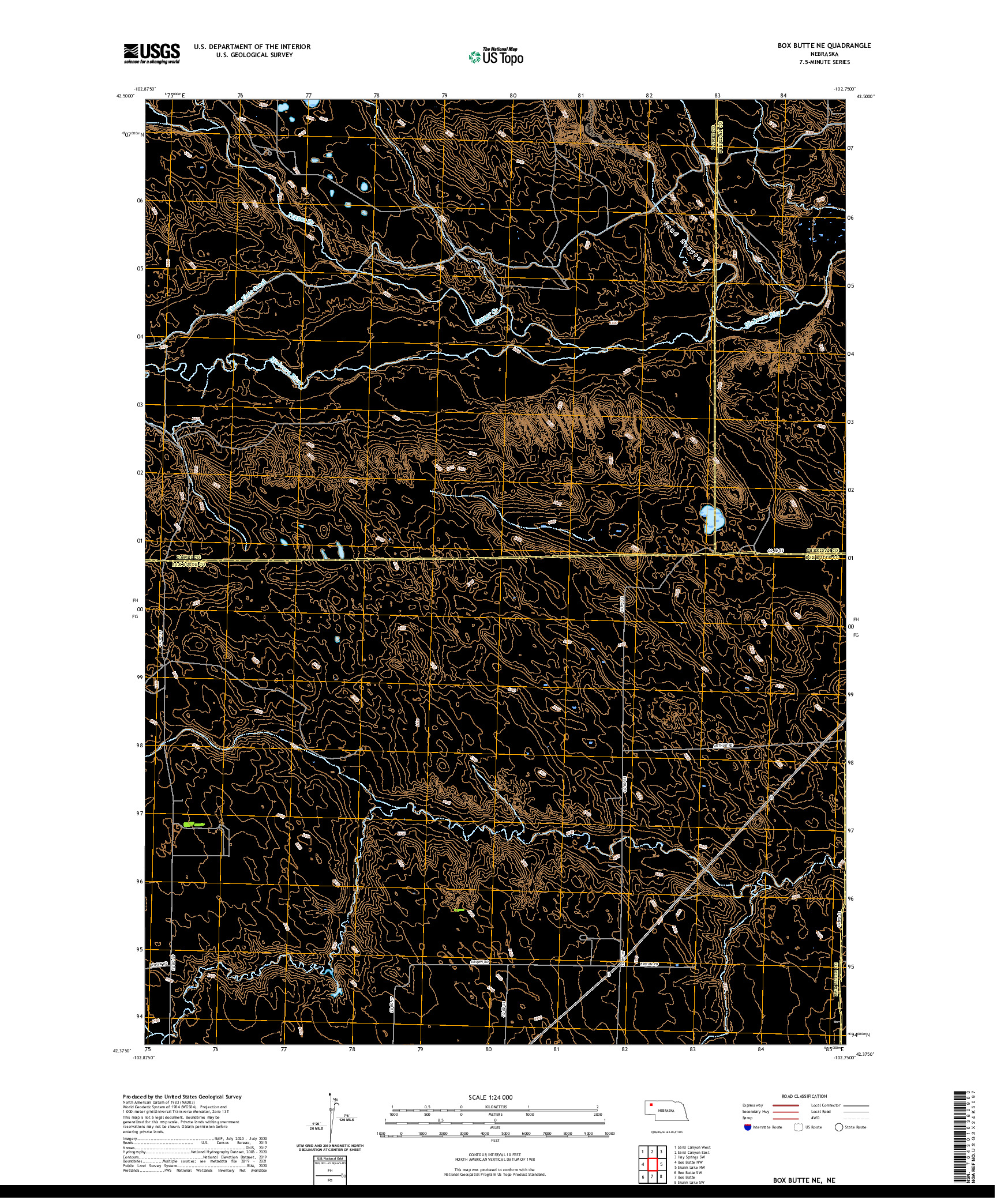 USGS US TOPO 7.5-MINUTE MAP FOR BOX BUTTE NE, NE 2021