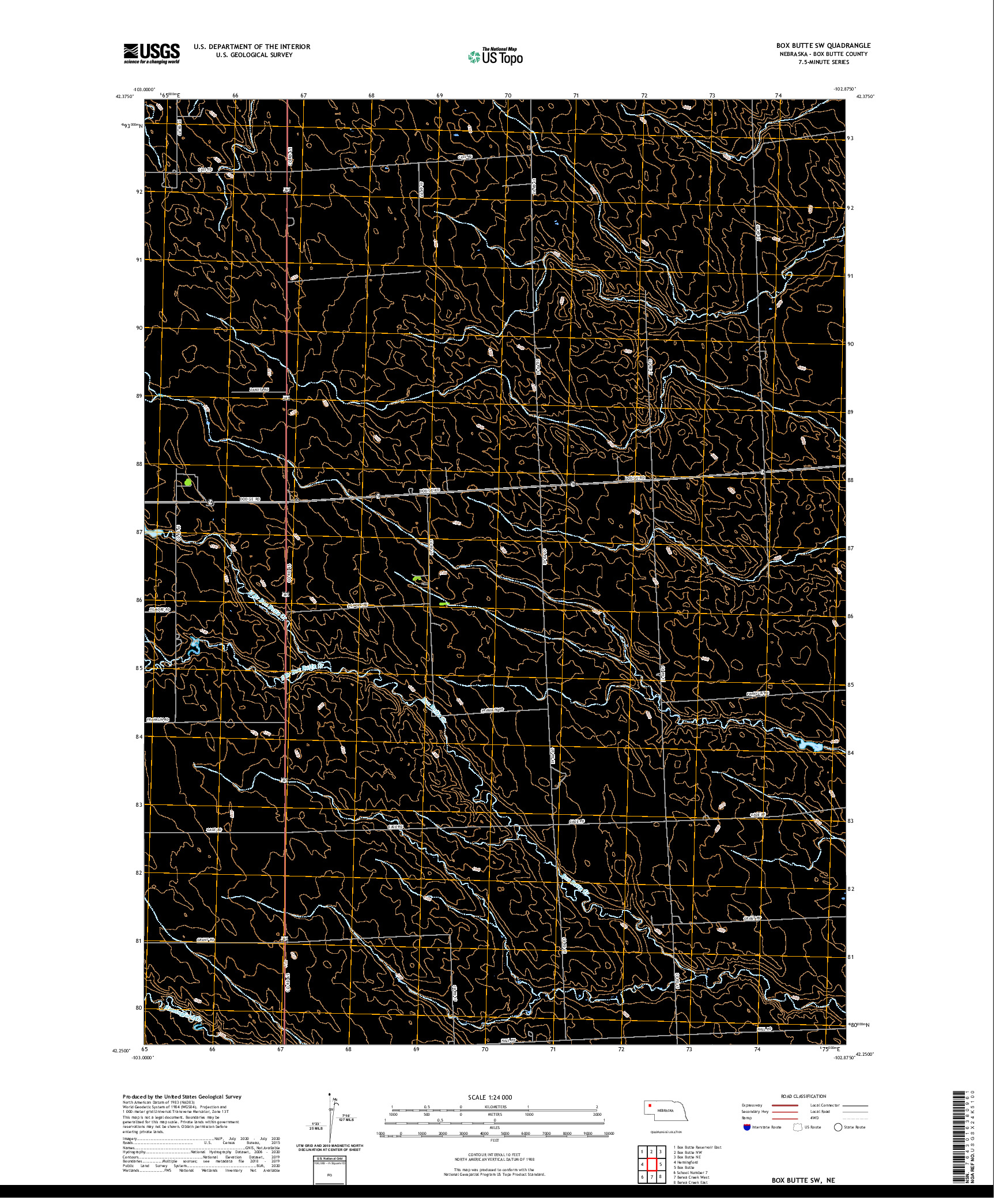 USGS US TOPO 7.5-MINUTE MAP FOR BOX BUTTE SW, NE 2021