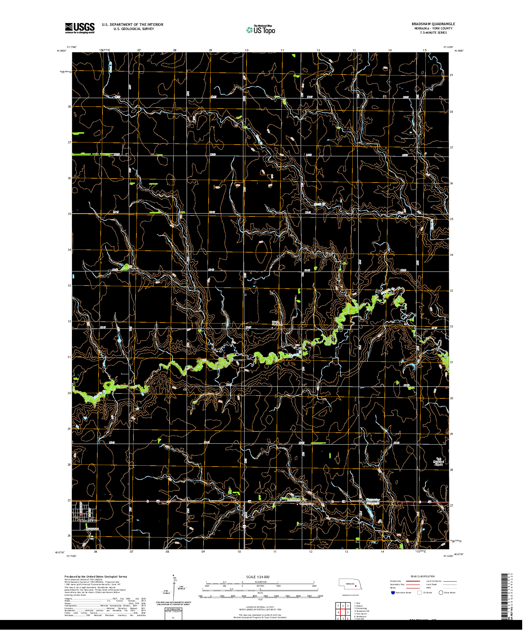 USGS US TOPO 7.5-MINUTE MAP FOR BRADSHAW, NE 2021