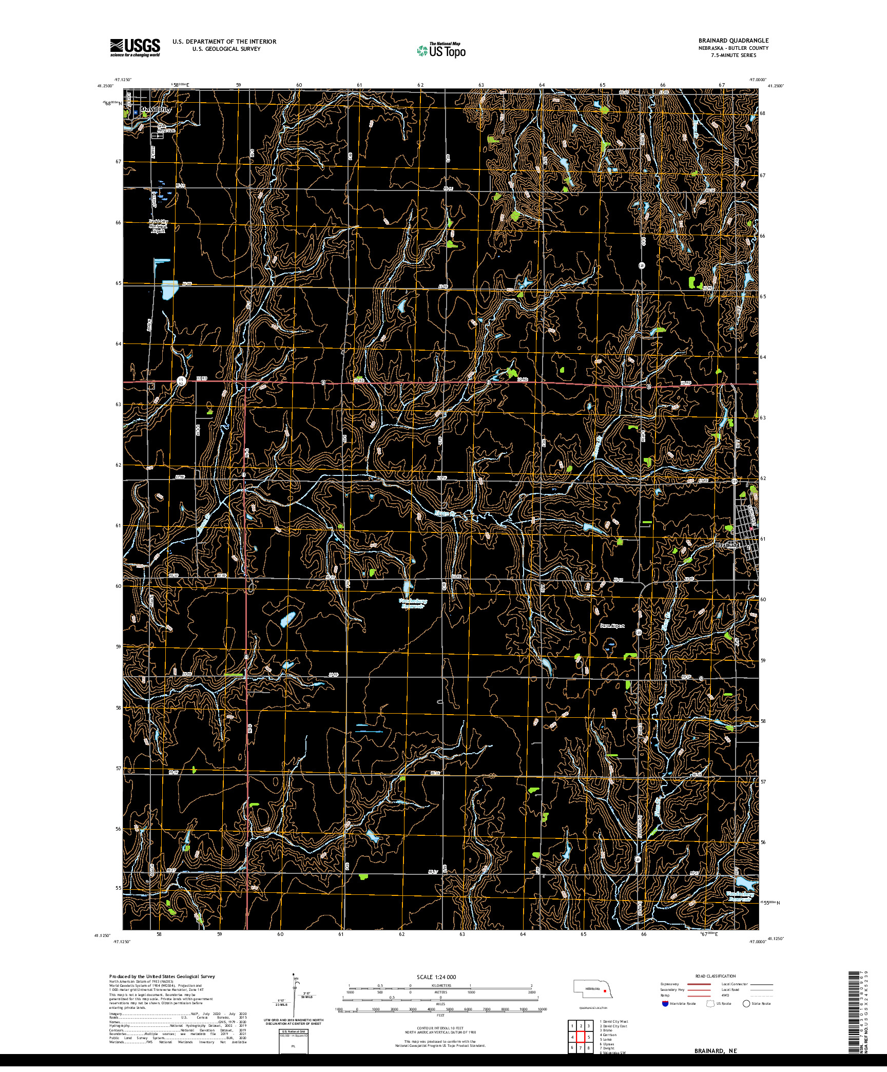 USGS US TOPO 7.5-MINUTE MAP FOR BRAINARD, NE 2021