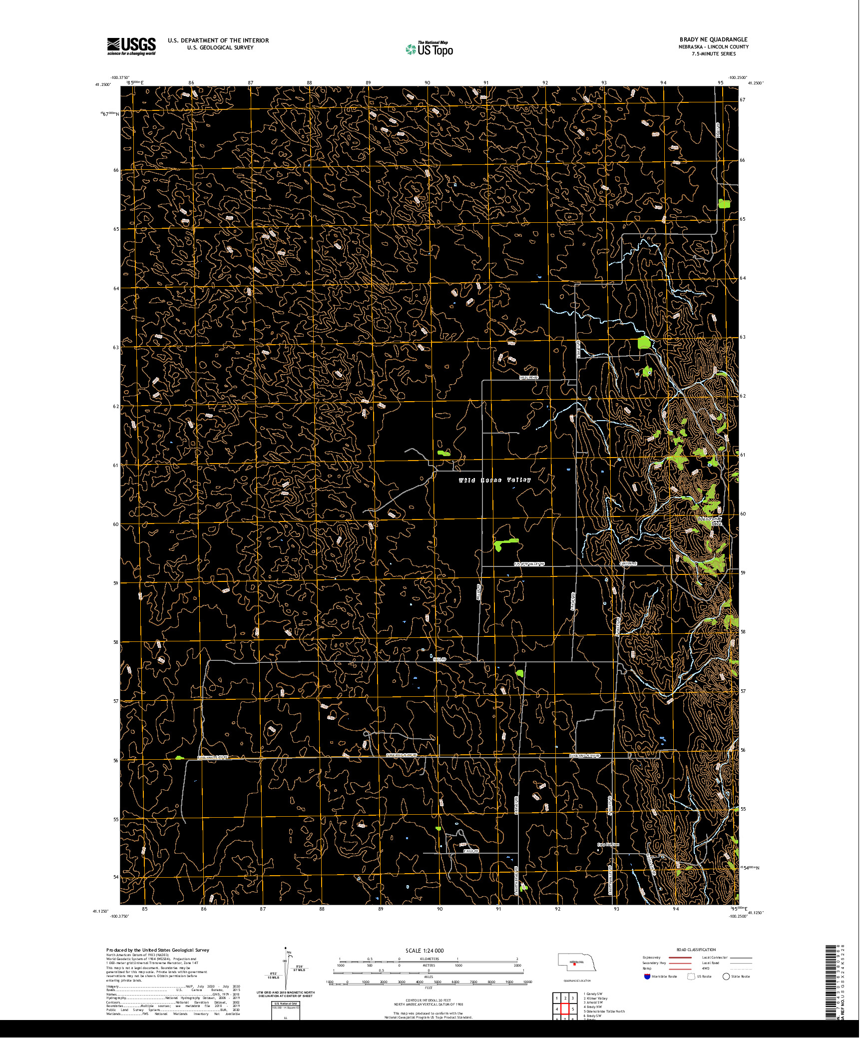 USGS US TOPO 7.5-MINUTE MAP FOR BRADY NE, NE 2021