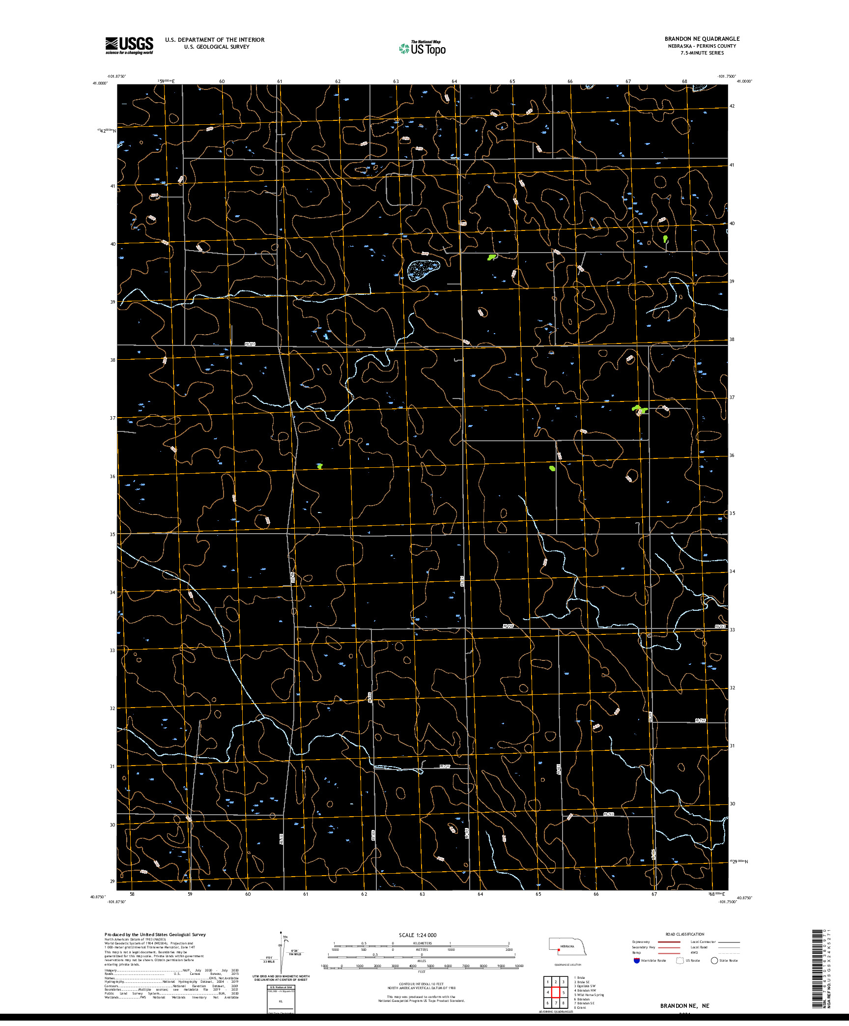 USGS US TOPO 7.5-MINUTE MAP FOR BRANDON NE, NE 2021