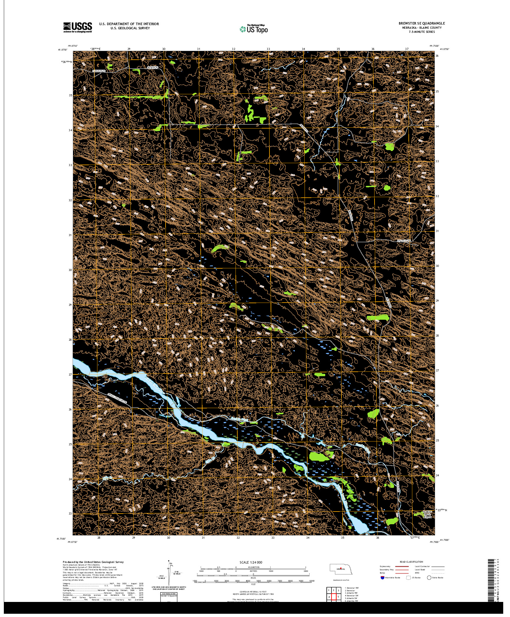 USGS US TOPO 7.5-MINUTE MAP FOR BREWSTER SE, NE 2021