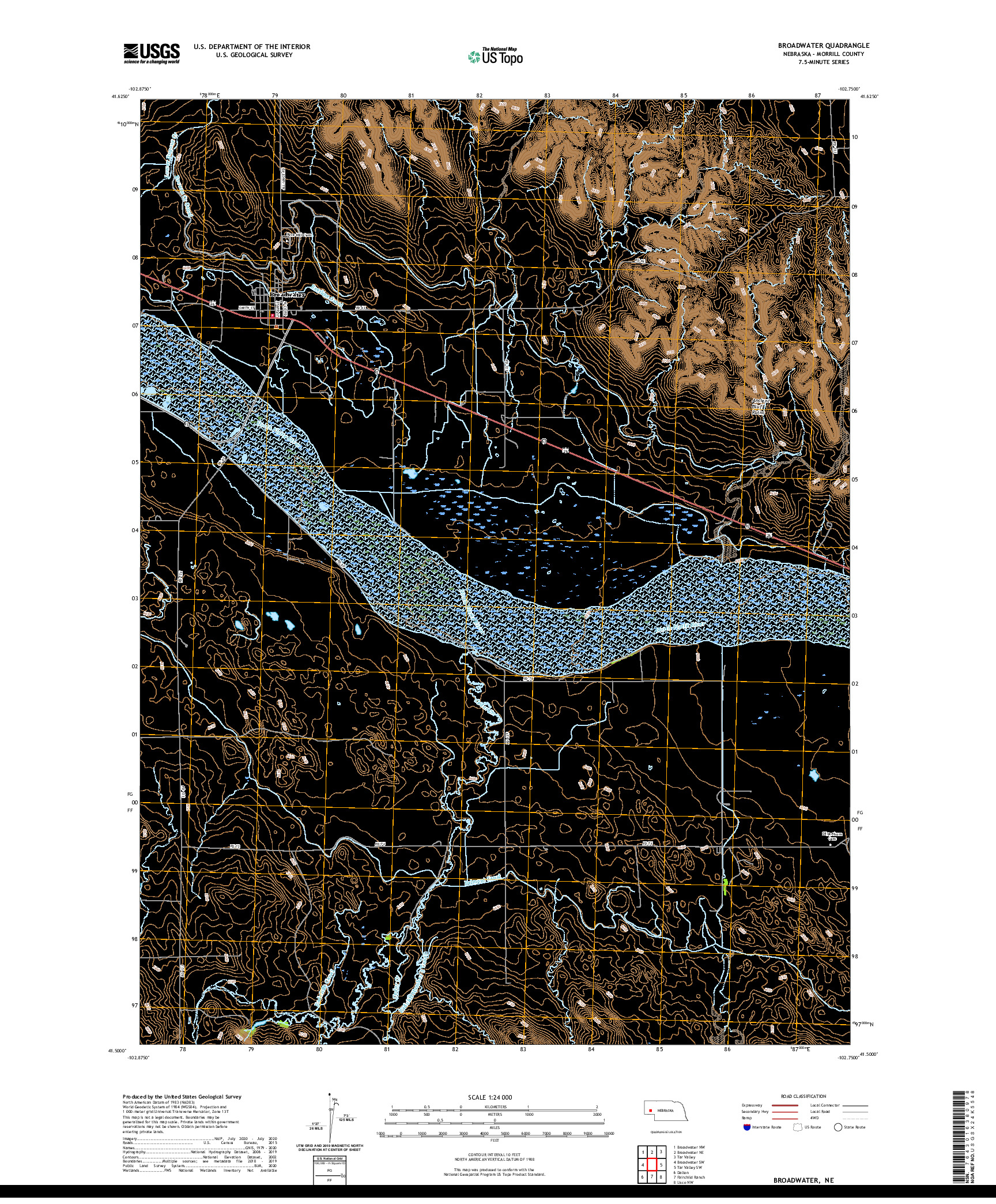 USGS US TOPO 7.5-MINUTE MAP FOR BROADWATER, NE 2021