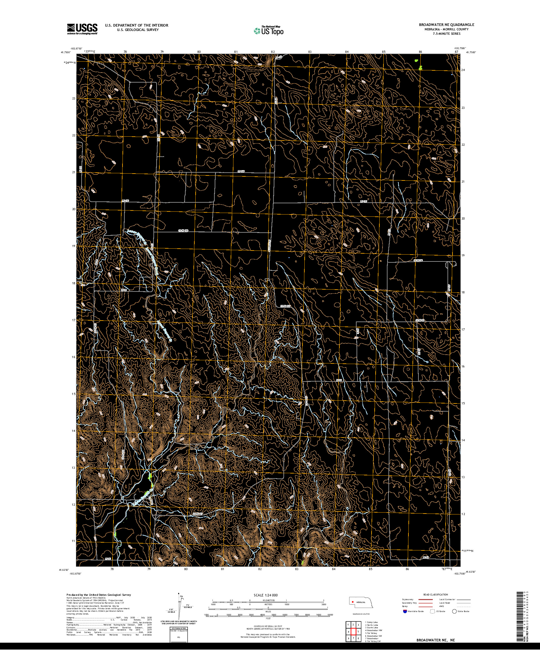 USGS US TOPO 7.5-MINUTE MAP FOR BROADWATER NE, NE 2021