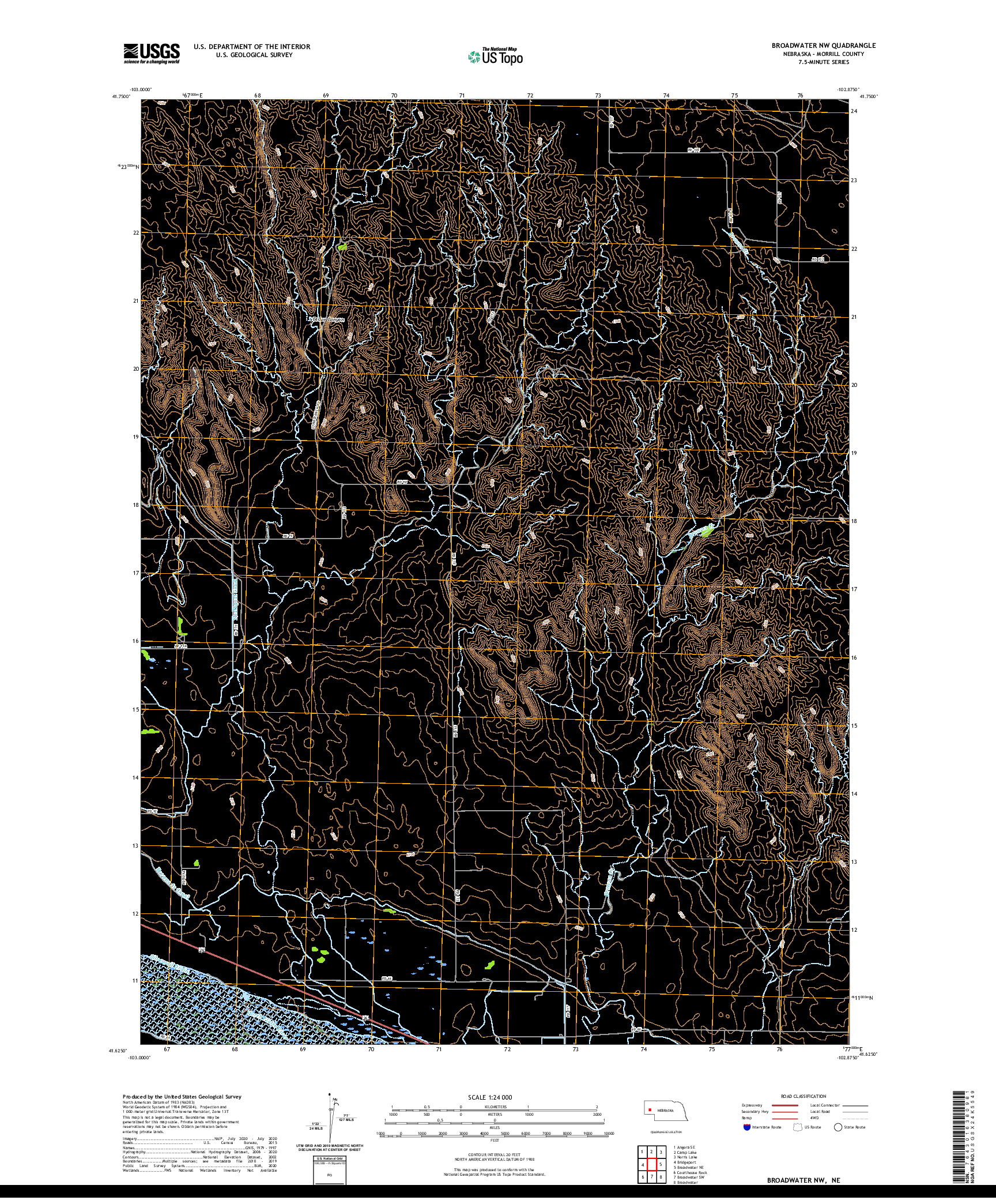 USGS US TOPO 7.5-MINUTE MAP FOR BROADWATER NW, NE 2021