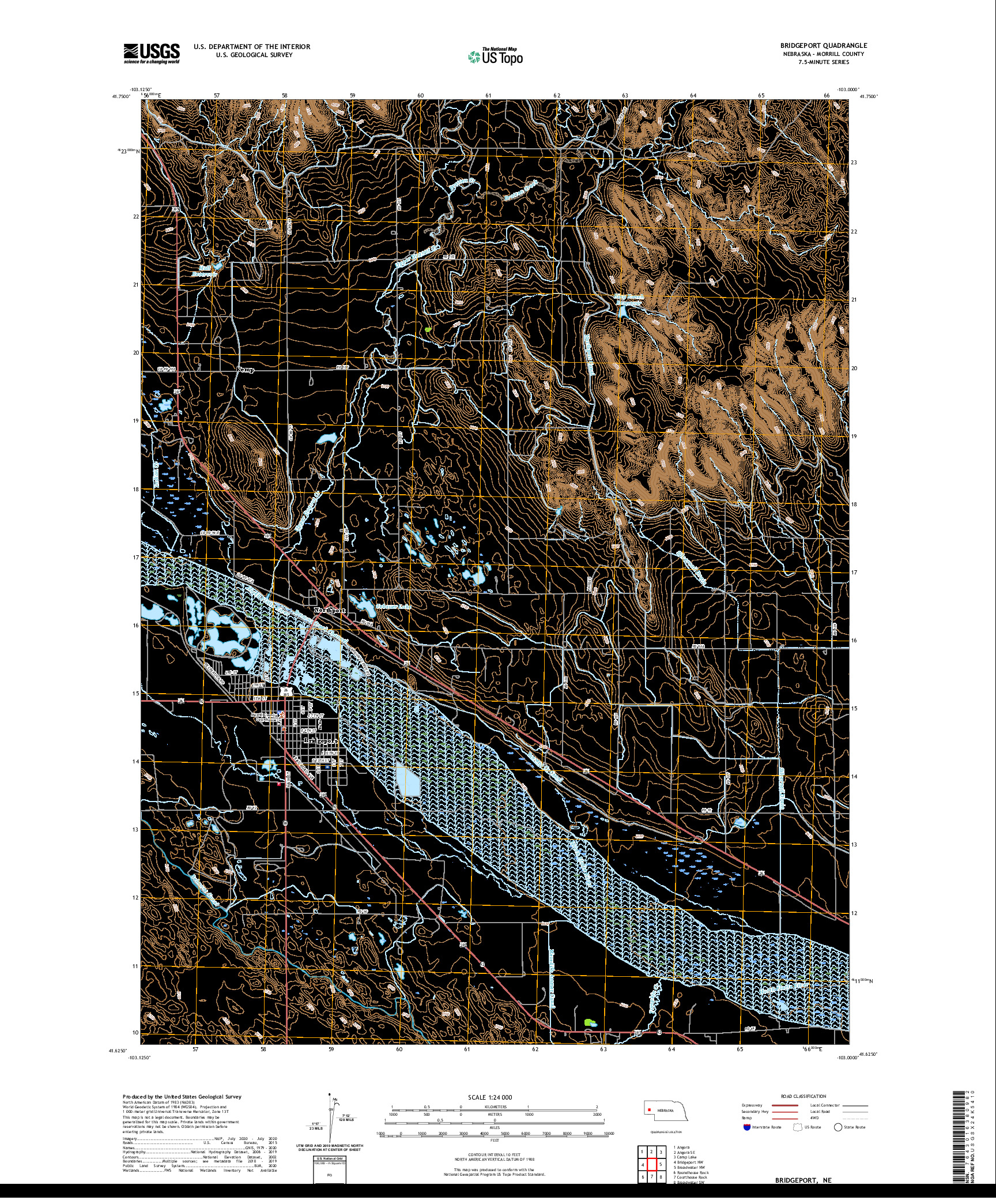 USGS US TOPO 7.5-MINUTE MAP FOR BRIDGEPORT, NE 2021