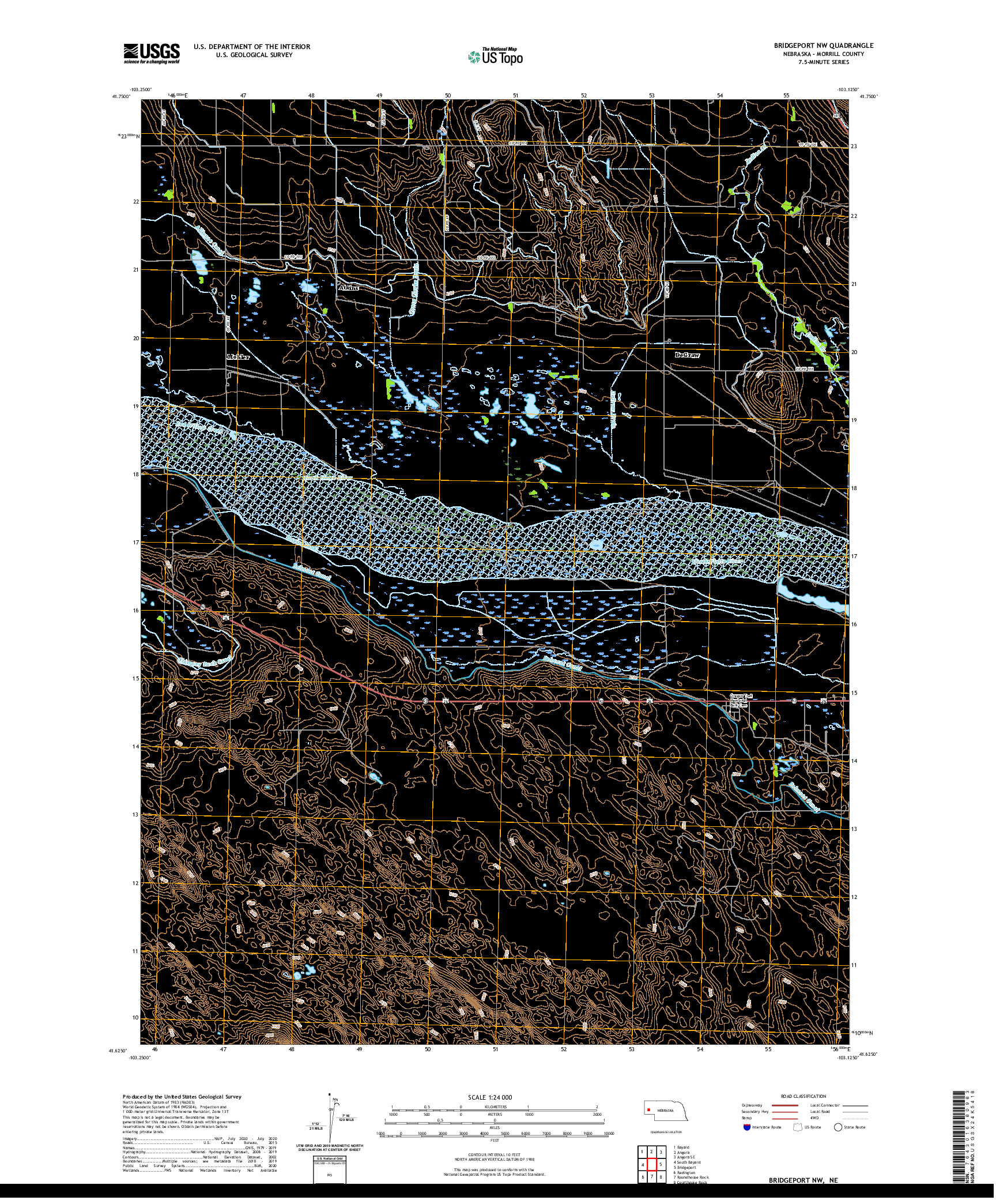 USGS US TOPO 7.5-MINUTE MAP FOR BRIDGEPORT NW, NE 2021