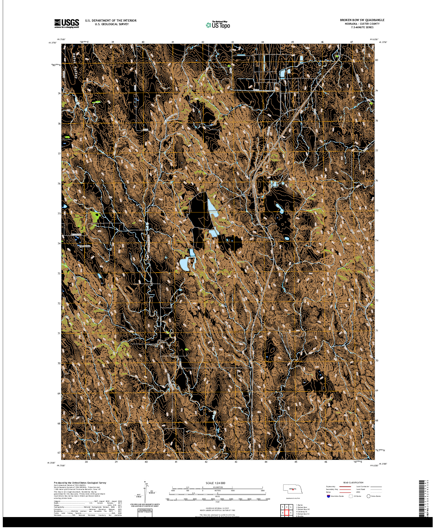 USGS US TOPO 7.5-MINUTE MAP FOR BROKEN BOW SW, NE 2021