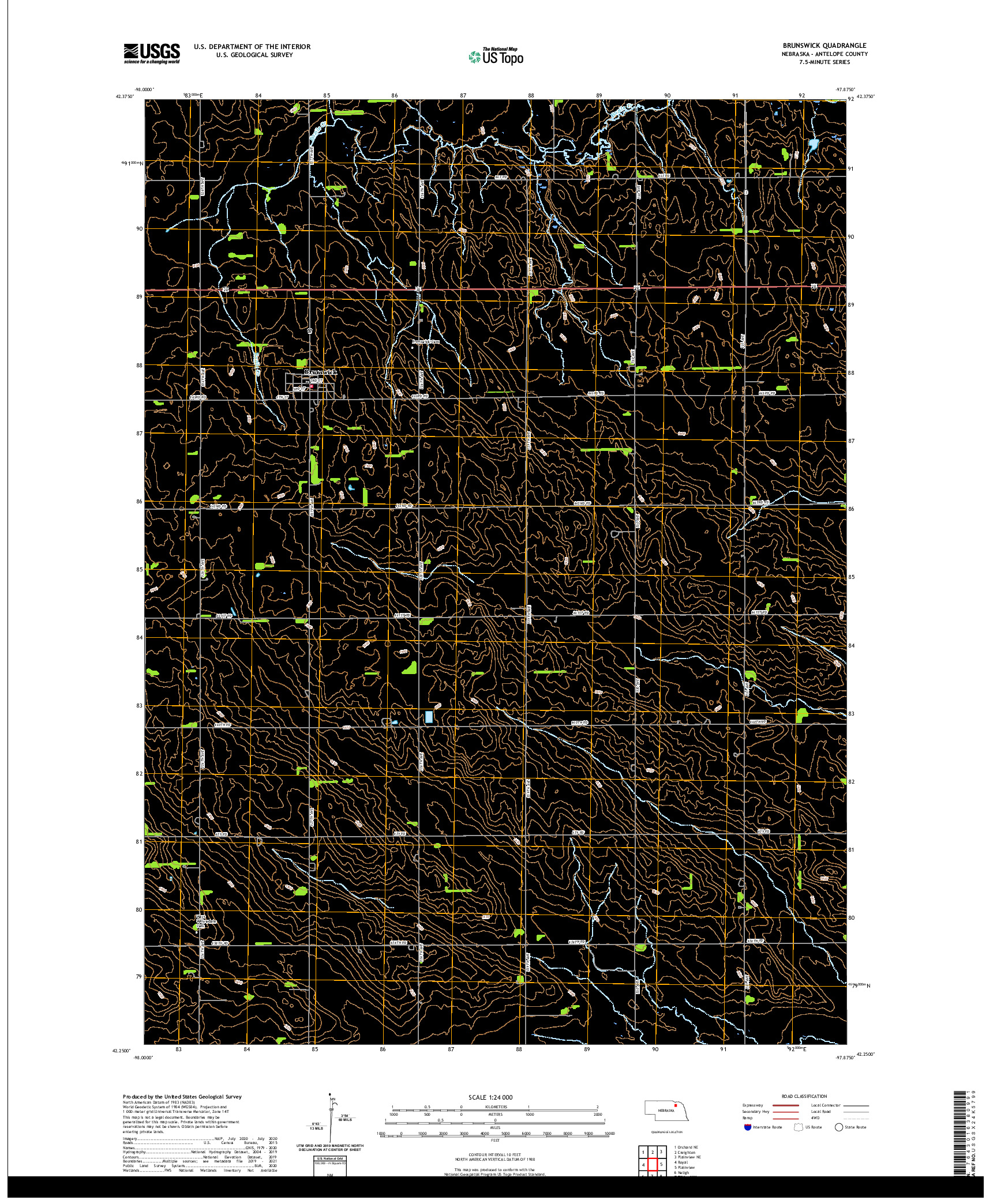 USGS US TOPO 7.5-MINUTE MAP FOR BRUNSWICK, NE 2021