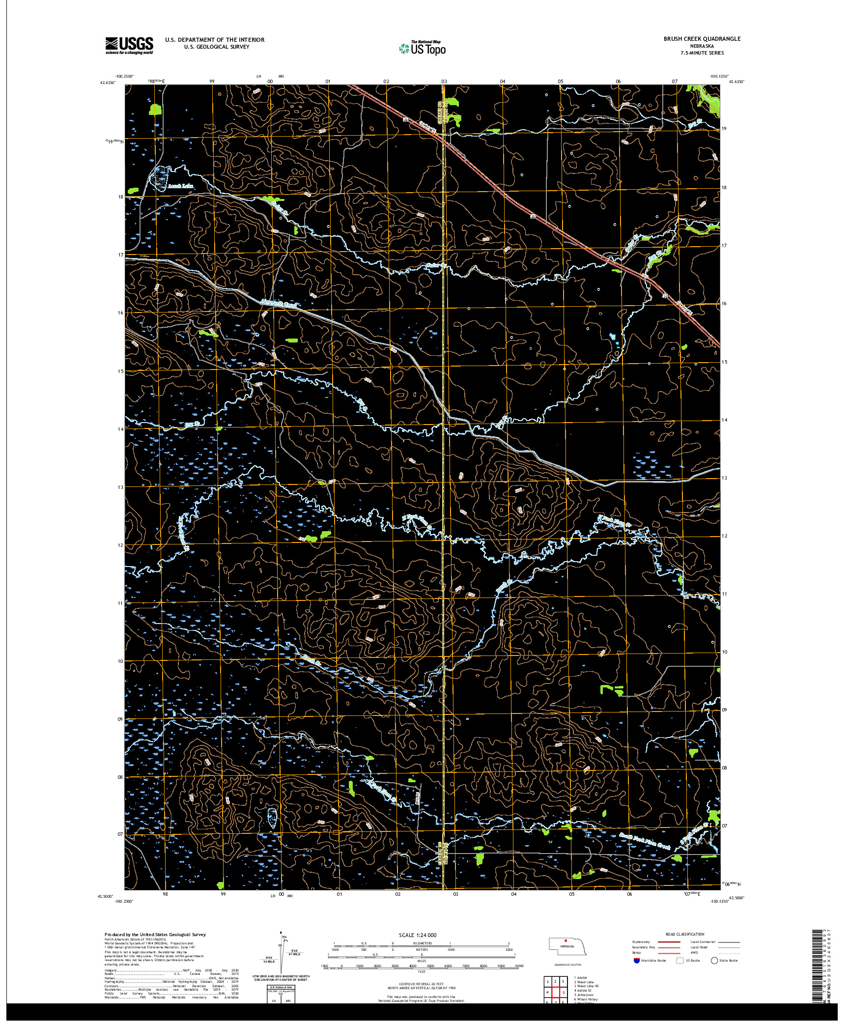 USGS US TOPO 7.5-MINUTE MAP FOR BRUSH CREEK, NE 2021